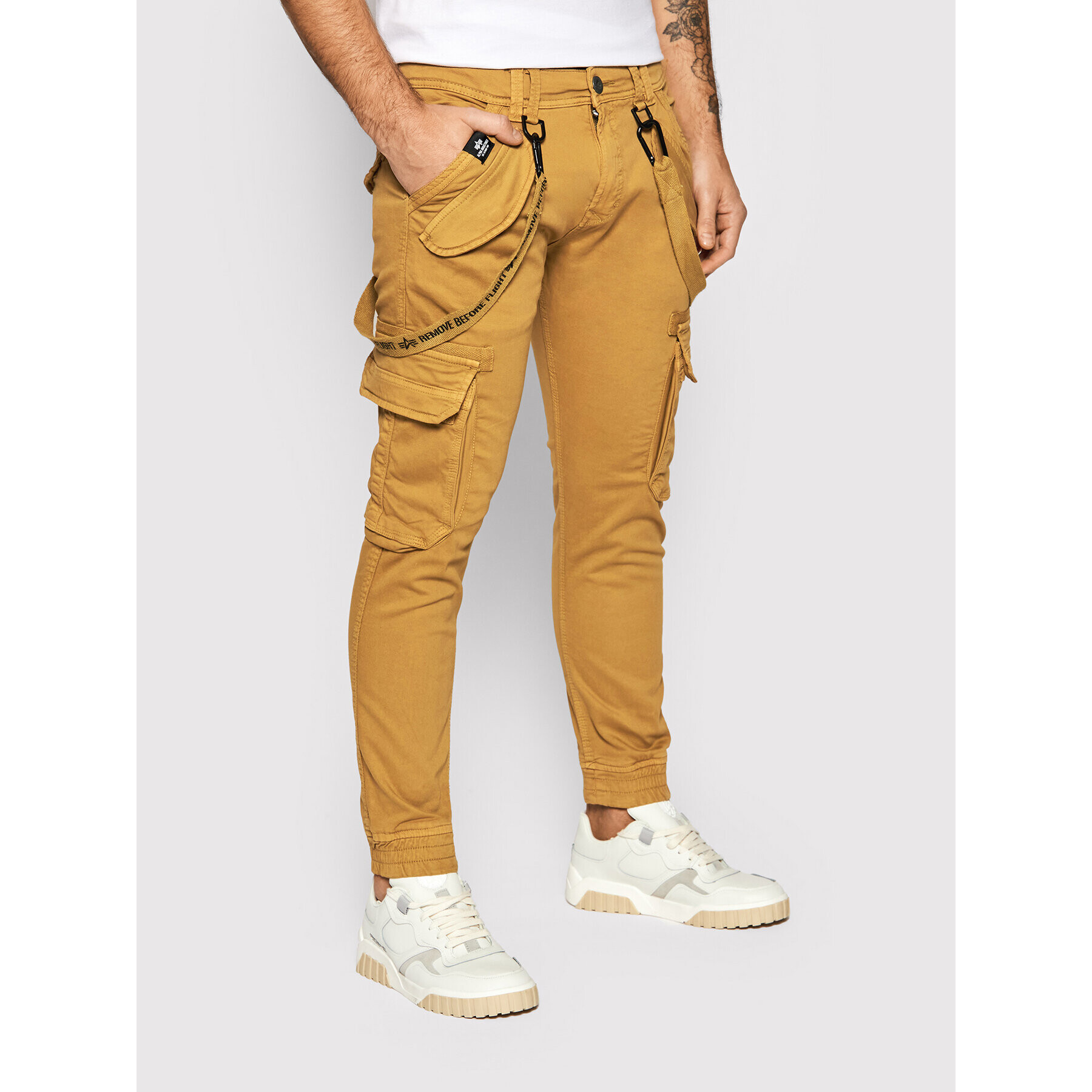 Alpha Industries Kalhoty z materiálu Utility 128202 Hnědá Slim Fit - Pepit.cz