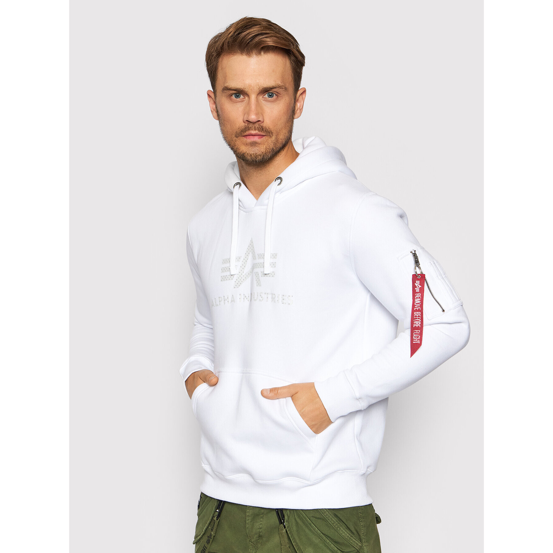 Alpha Industries Mikina 3D Logo 128341 Bílá Regular Fit - Pepit.cz