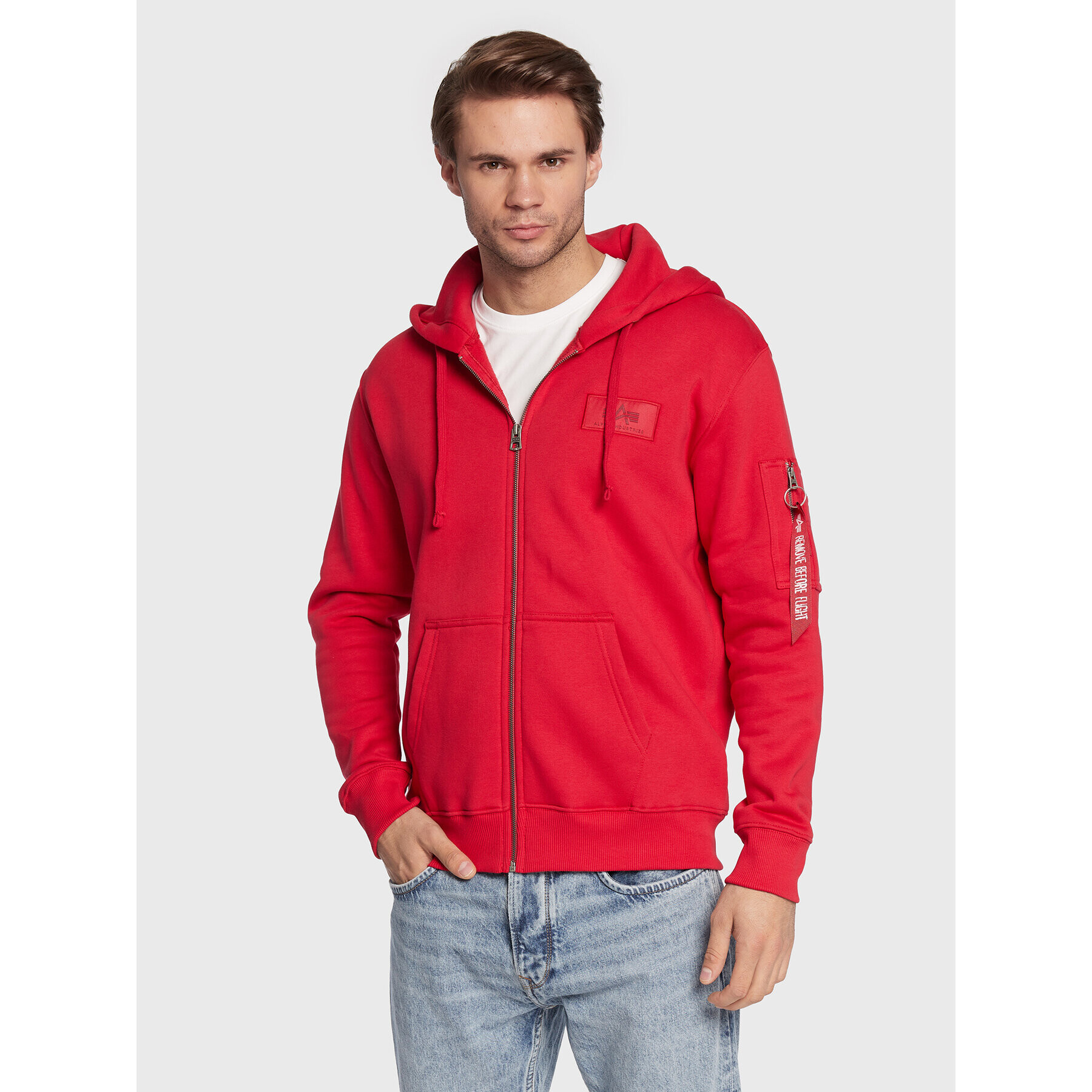 Alpha Industries Mikina Back Print Zip 128342 Červená Regular Fit - Pepit.cz