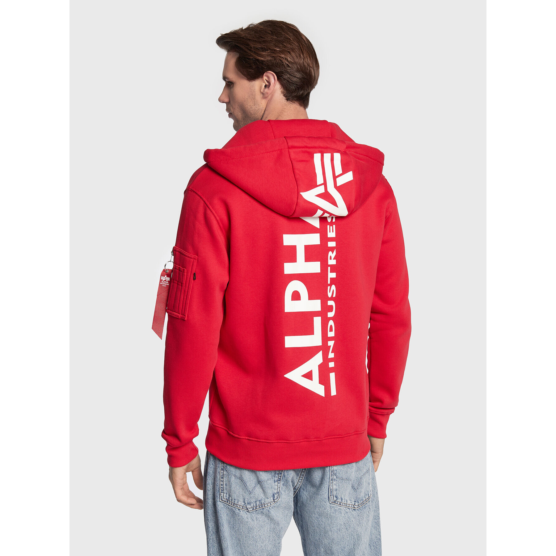 Alpha Industries Mikina Back Print Zip 128342 Červená Regular Fit - Pepit.cz