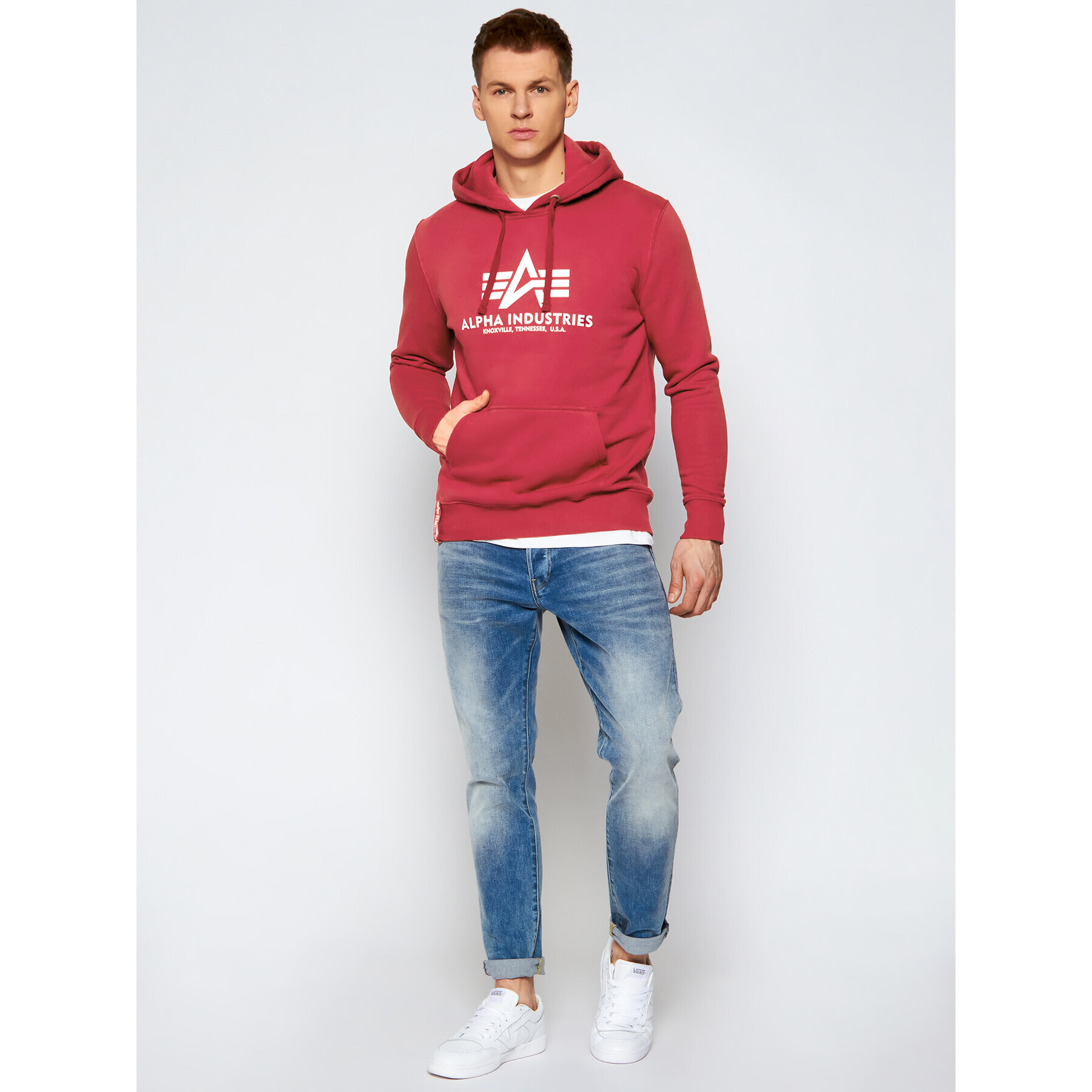 Alpha Industries Mikina Basic 178312 Červená Regular Fit - Pepit.cz