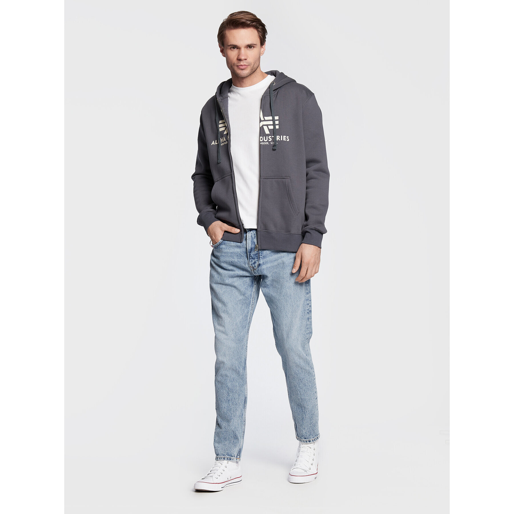 Alpha Industries Mikina Basic 178325 Šedá Regular Fit - Pepit.cz