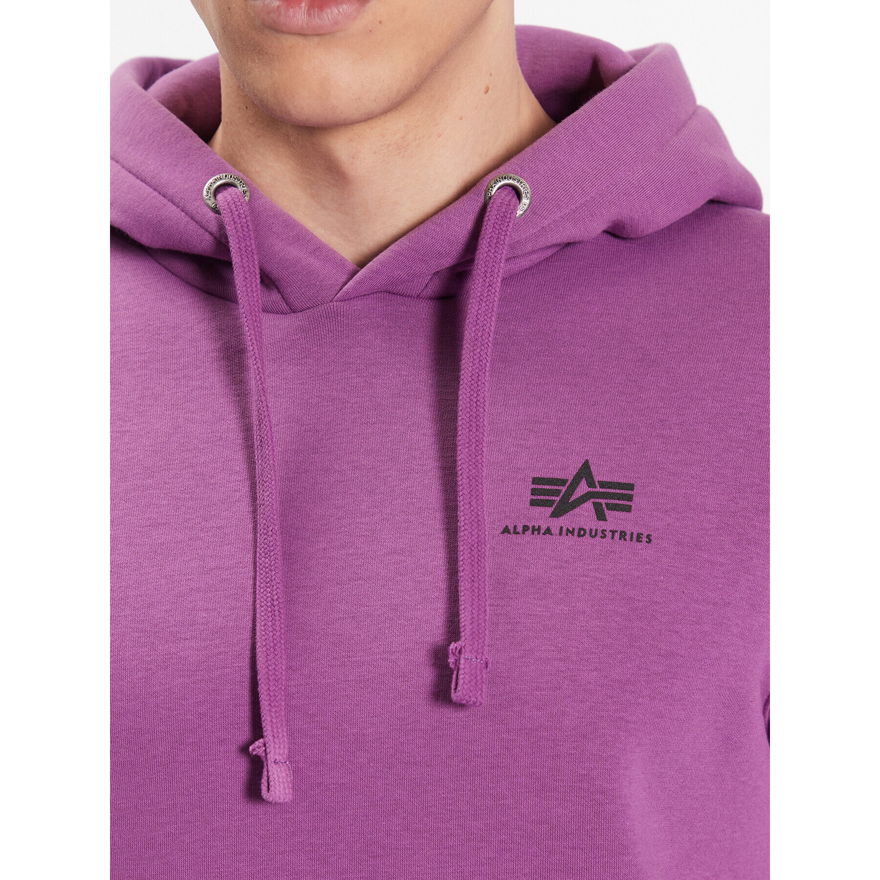 Alpha Industries Mikina Basic Hoody Small Logo Fialová Regular Fit - Pepit.cz