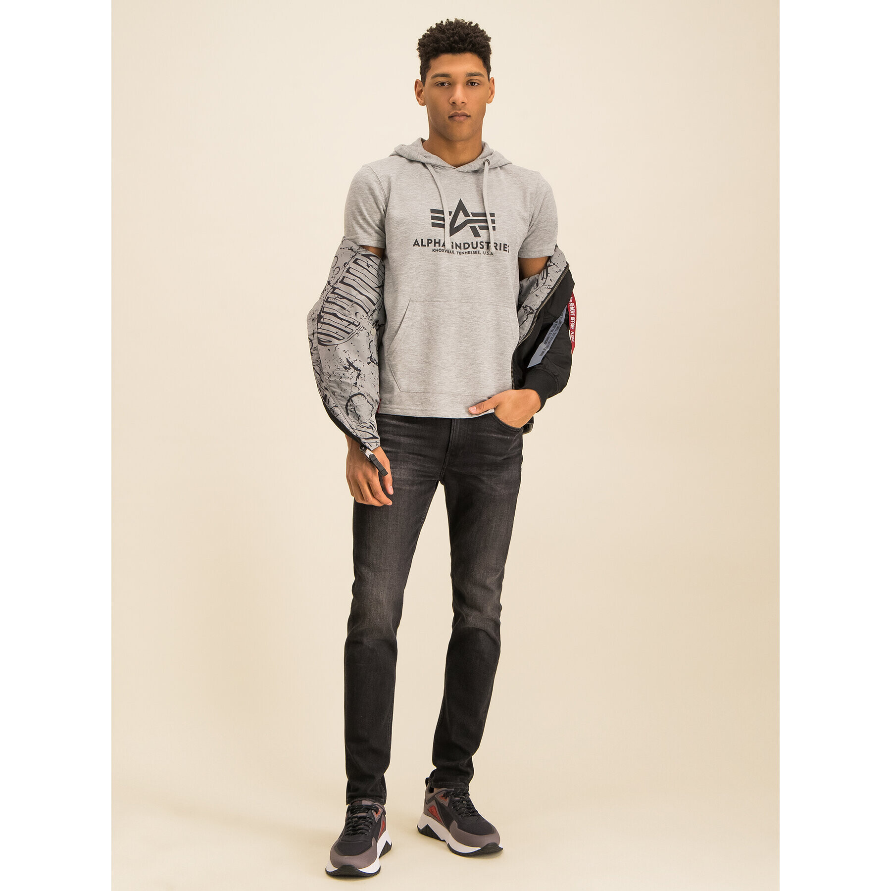 Alpha Industries Mikina Basic T Hooded 126507 Šedá Regular Fit - Pepit.cz