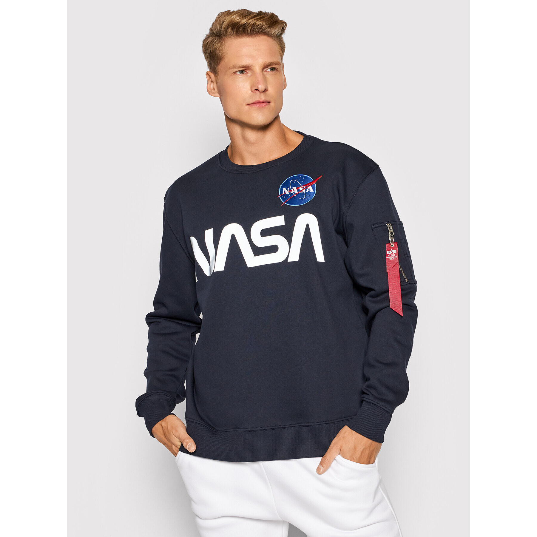 Alpha Industries Mikina Nasa Reflective 178309 Tmavomodrá Regular Fit - Pepit.cz