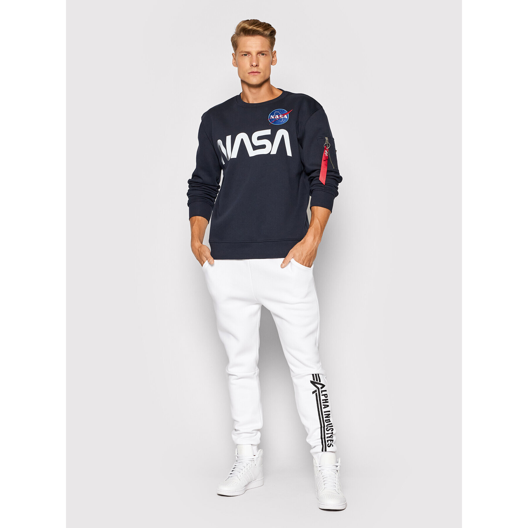 Alpha Industries Mikina Nasa Reflective 178309 Tmavomodrá Regular Fit - Pepit.cz