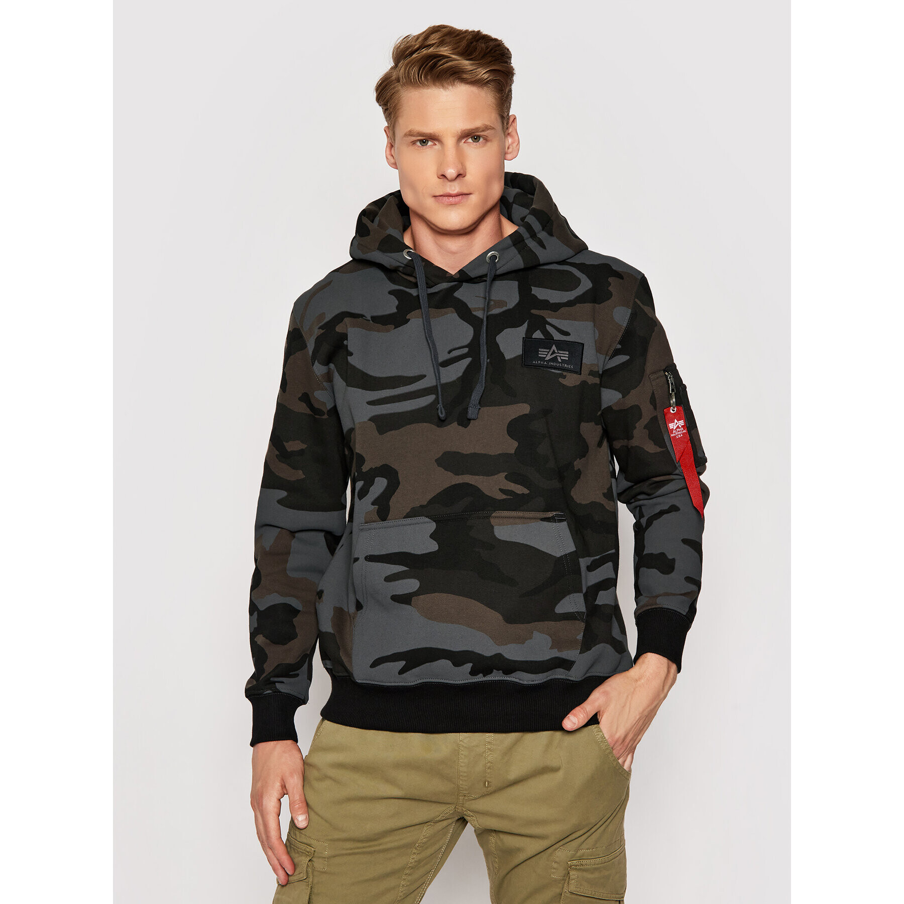 Alpha Industries Mikina Print Camo 178318C Šedá Regular Fit - Pepit.cz