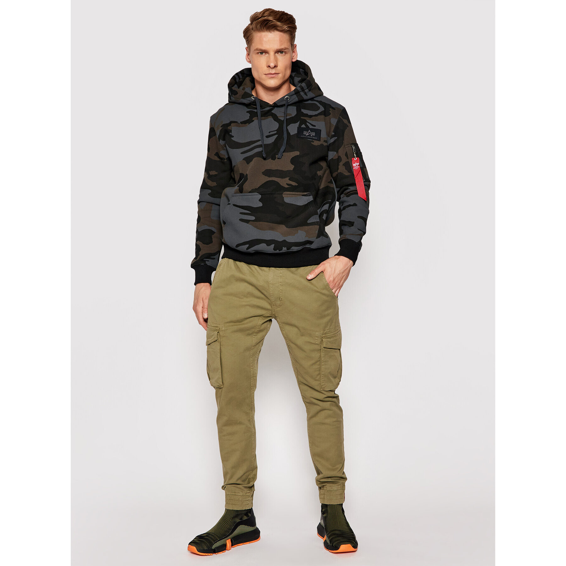 Alpha Industries Mikina Print Camo 178318C Šedá Regular Fit - Pepit.cz