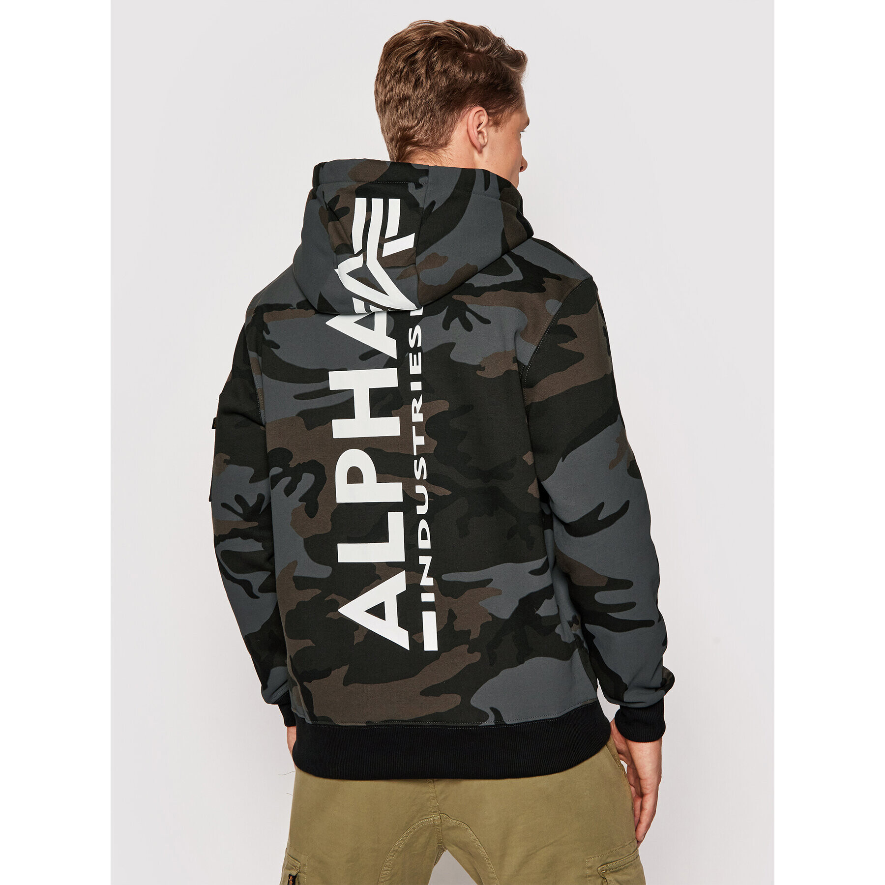 Alpha Industries Mikina Print Camo 178318C Šedá Regular Fit - Pepit.cz