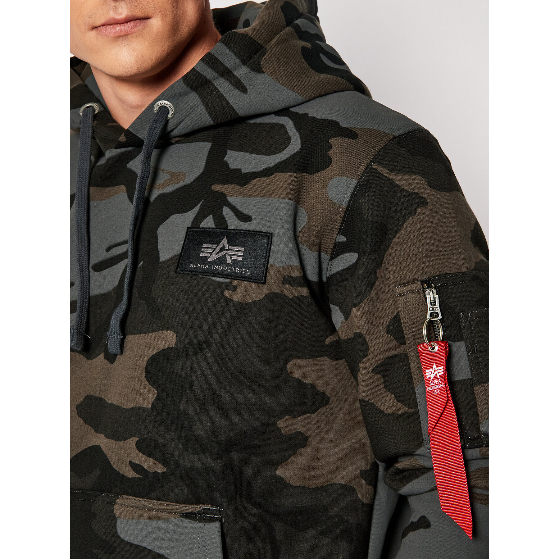 Alpha Industries Mikina Print Camo 178318C Šedá Regular Fit - Pepit.cz