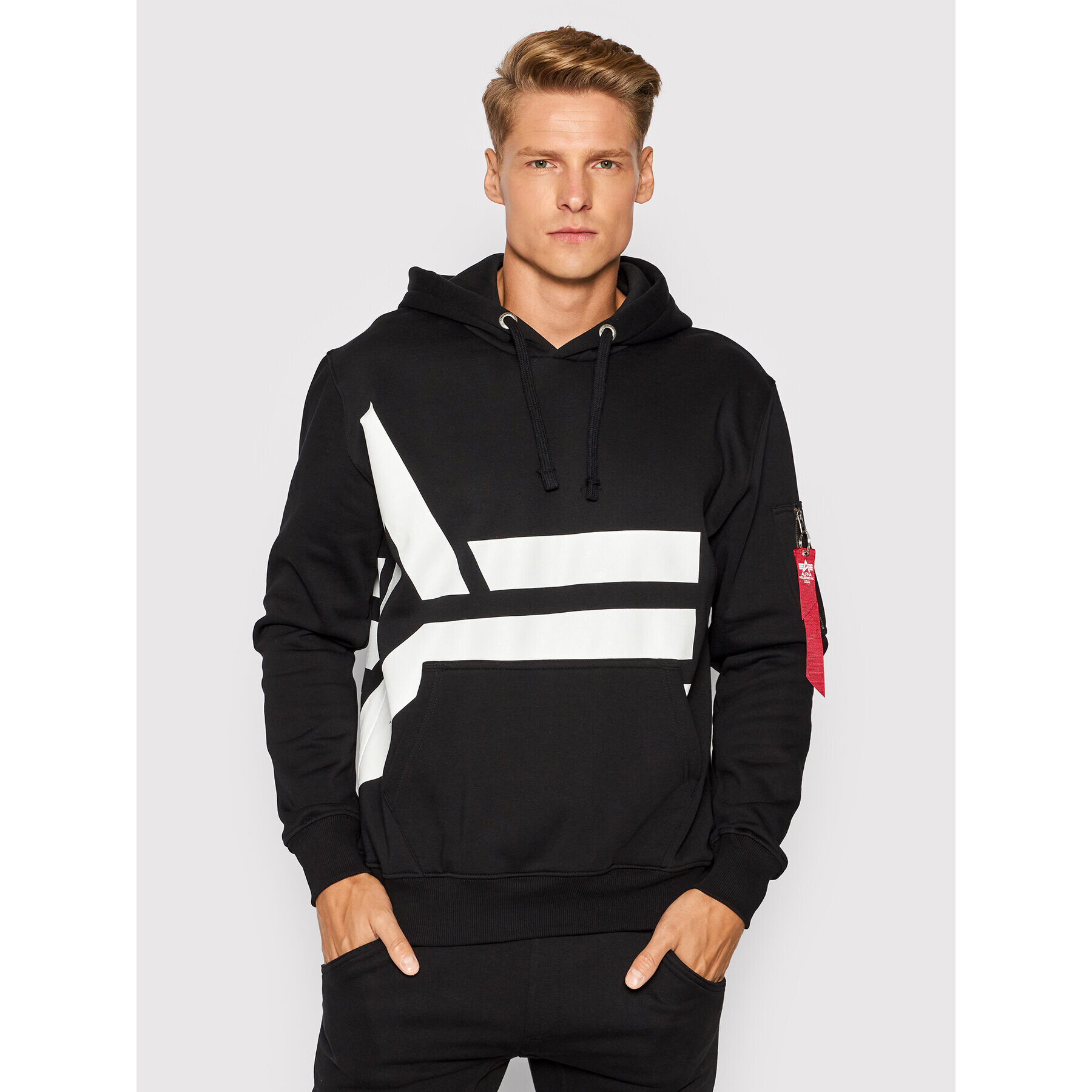 Alpha Industries Mikina Side Logo 118339 Černá Regular Fit - Pepit.cz