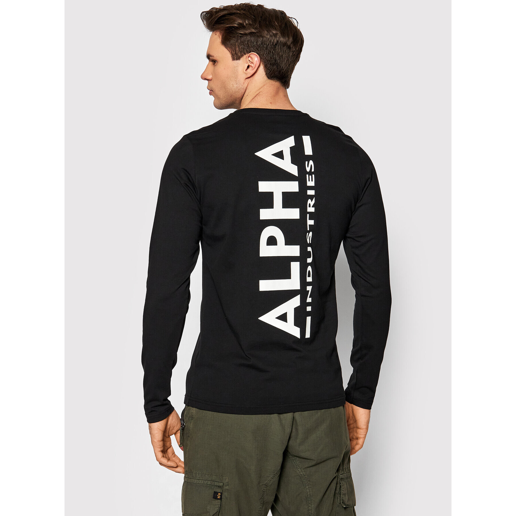 Alpha Industries S dlouhým rukávem Back Print Heavy 116571 Černá Regular Fit - Pepit.cz