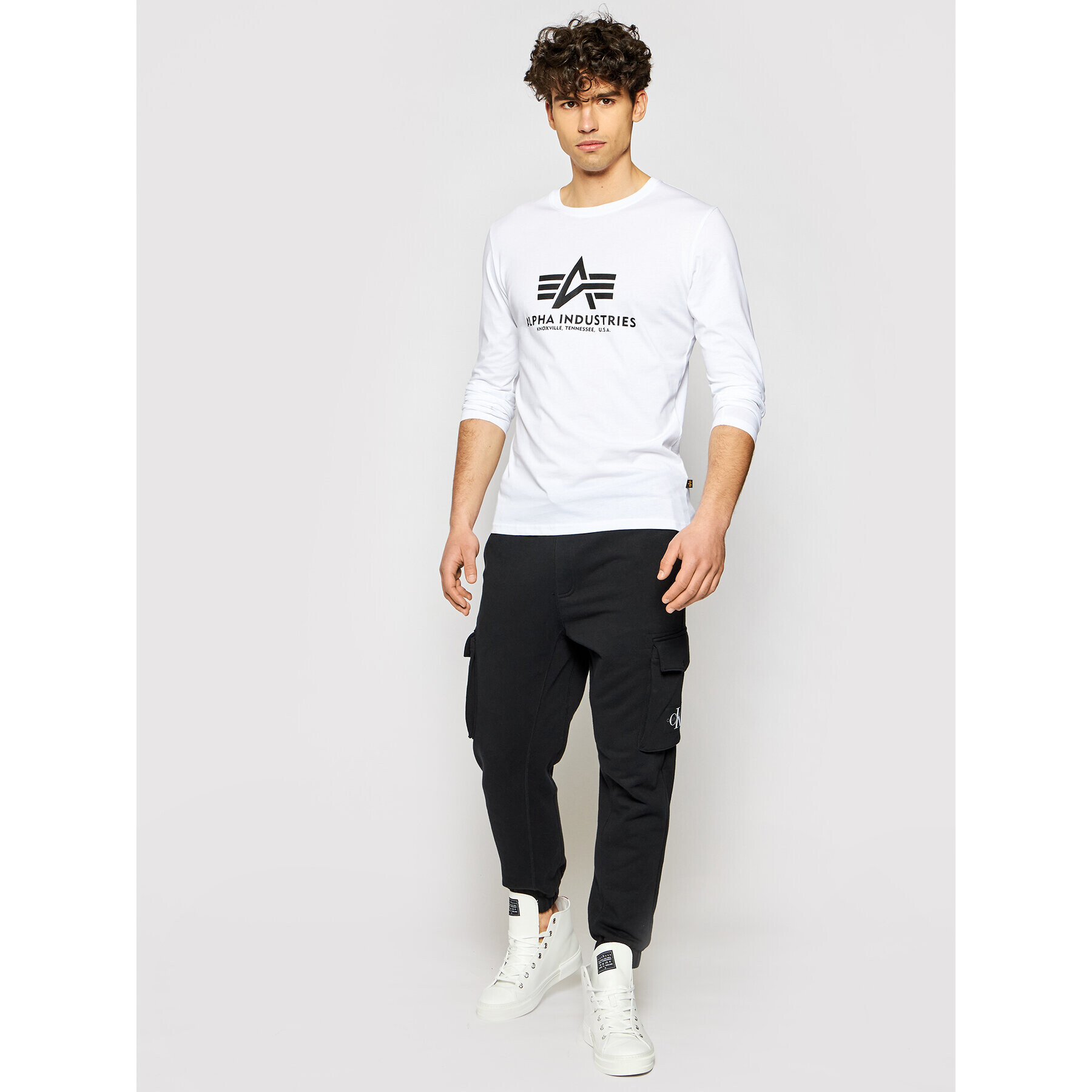 Alpha Industries S dlouhým rukávem Basic T 100510 Bílá Regular Fit - Pepit.cz