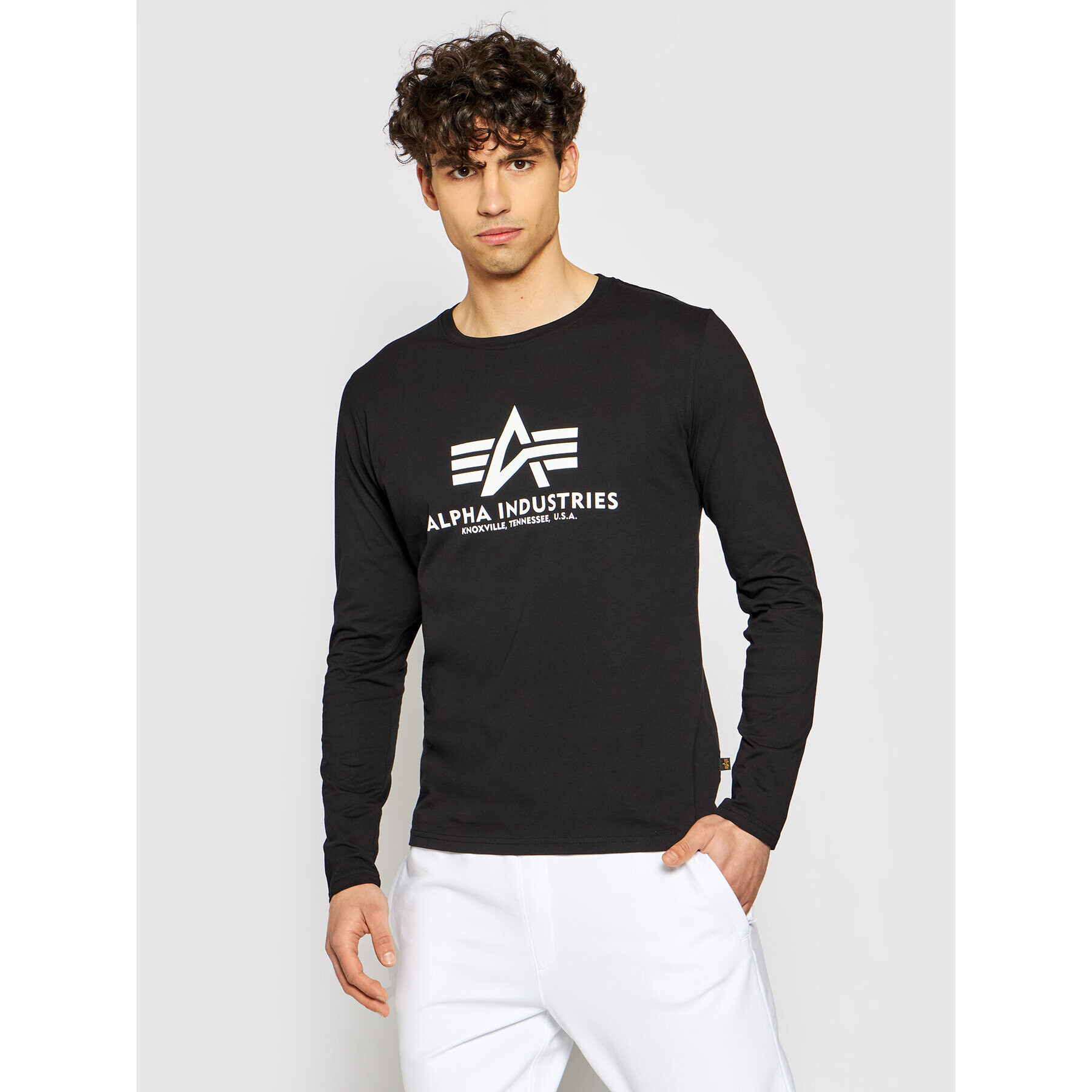 Alpha Industries S dlouhým rukávem Basic T-Ls 100510 Černá Standard Fit - Pepit.cz