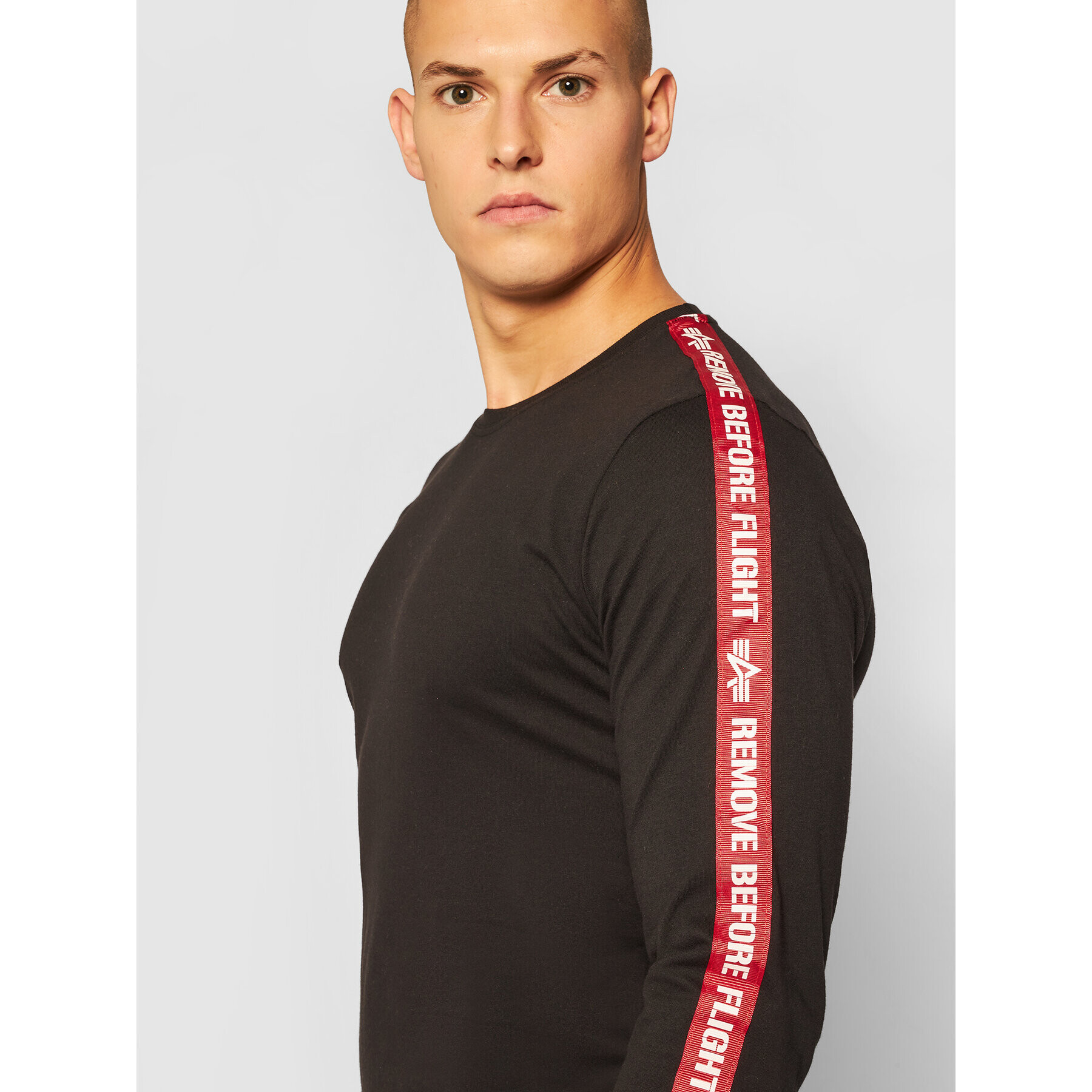 Alpha Industries S dlouhým rukávem Rbf Tape 198523 Černá Regular Fit - Pepit.cz