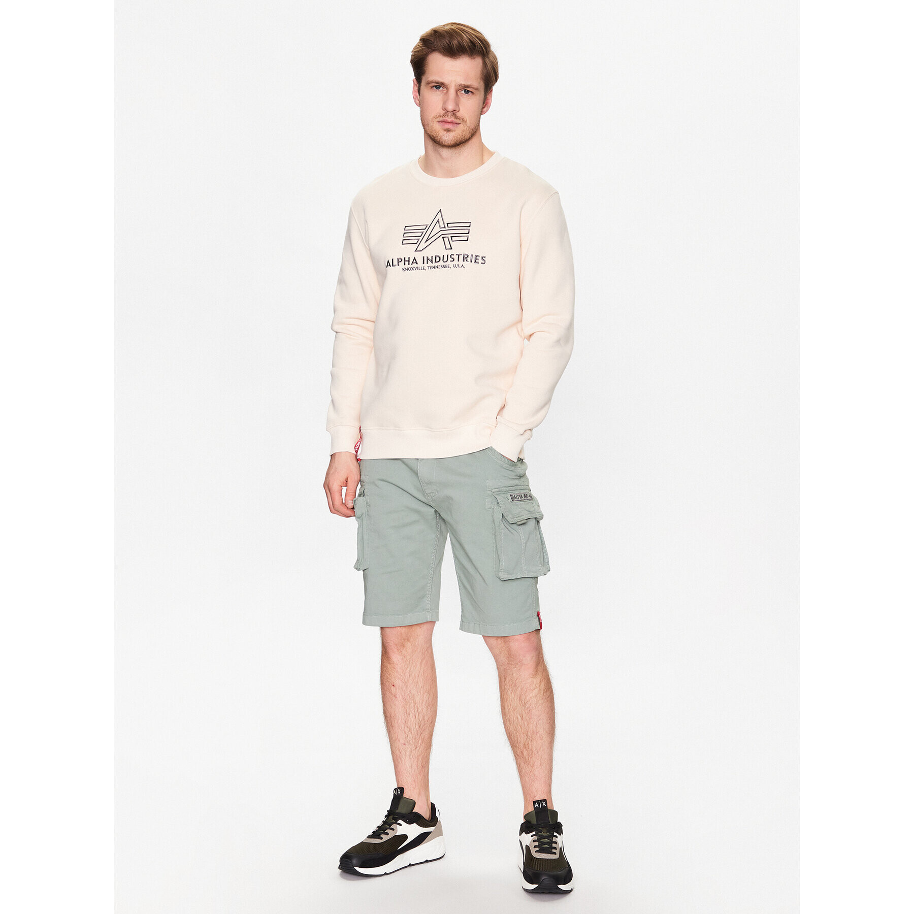 Alpha Industries Šortky z materiálu Crew 176203 Zelená Slim Fit - Pepit.cz