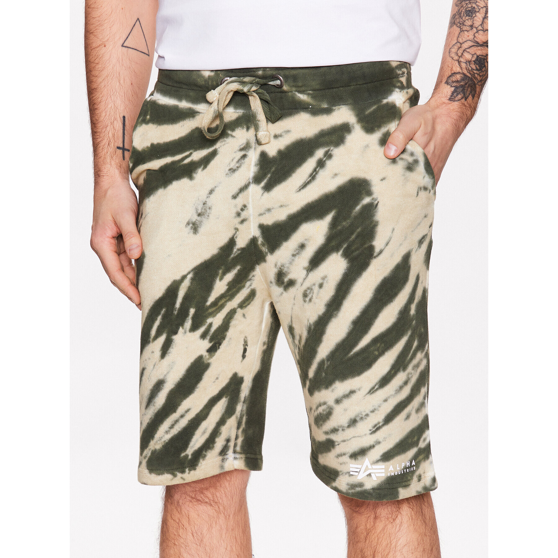 Alpha Industries Sportovní kraťasy Tie Dye 106361 Zelená Regular Fit - Pepit.cz