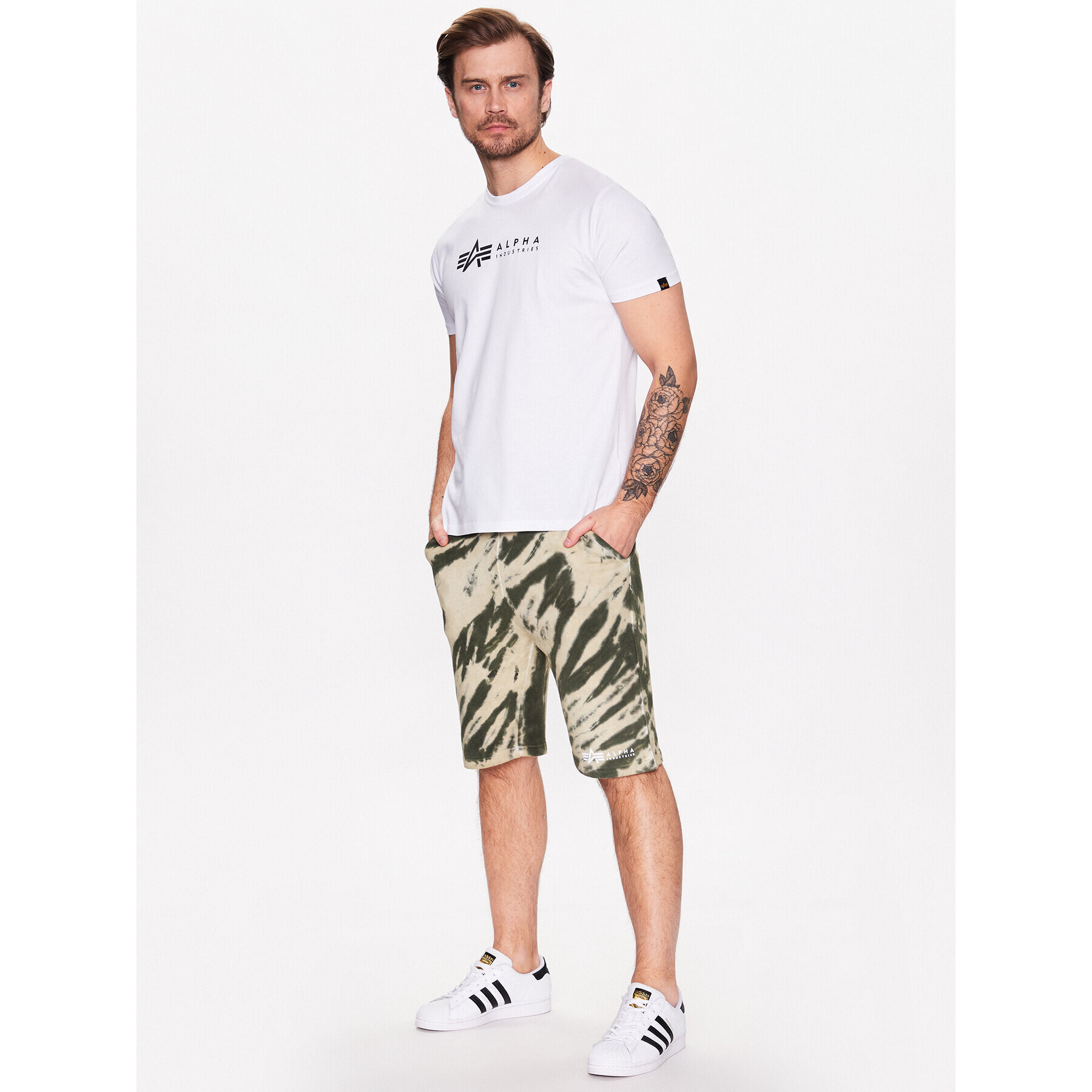 Alpha Industries Sportovní kraťasy Tie Dye 106361 Zelená Regular Fit - Pepit.cz