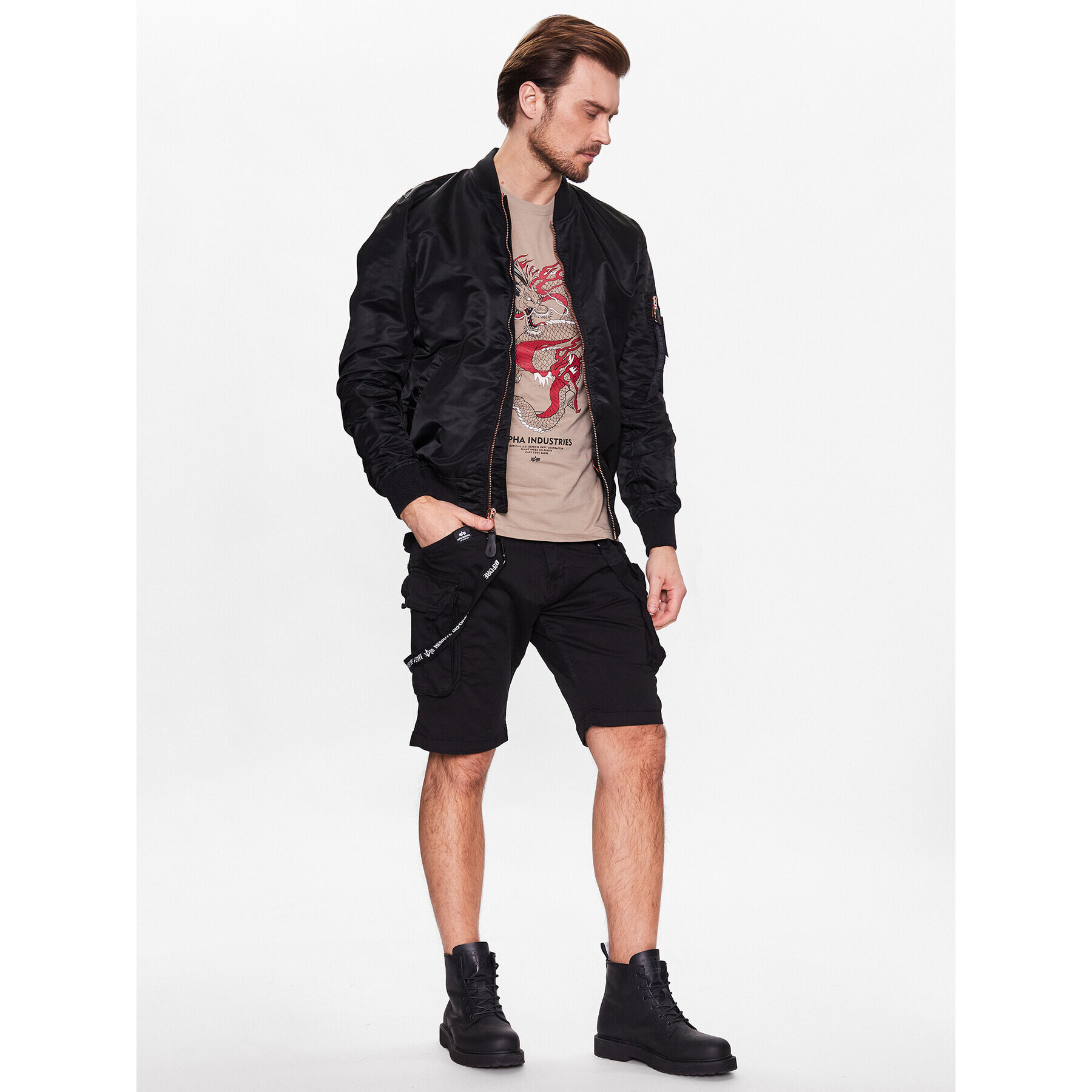 Alpha Industries Šortky z materiálu Utility Short Černá Slim Fit - Pepit.cz