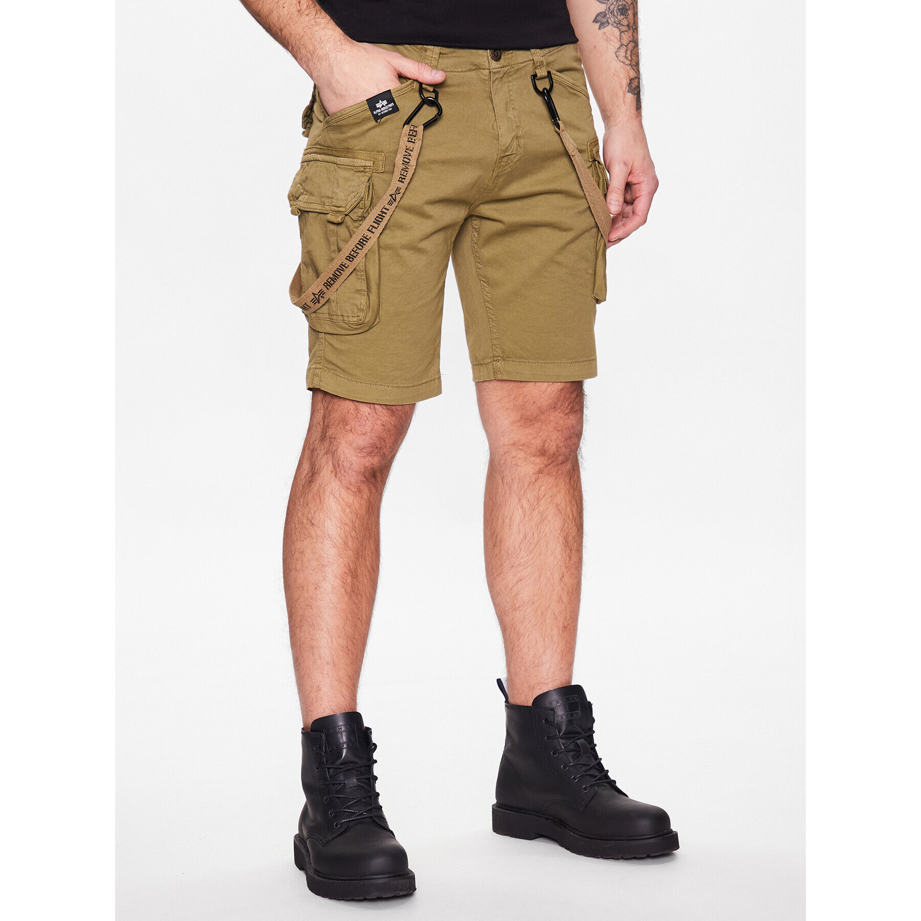 Alpha Industries Šortky z materiálu Utility 116213 Béžová Slim Fit - Pepit.cz