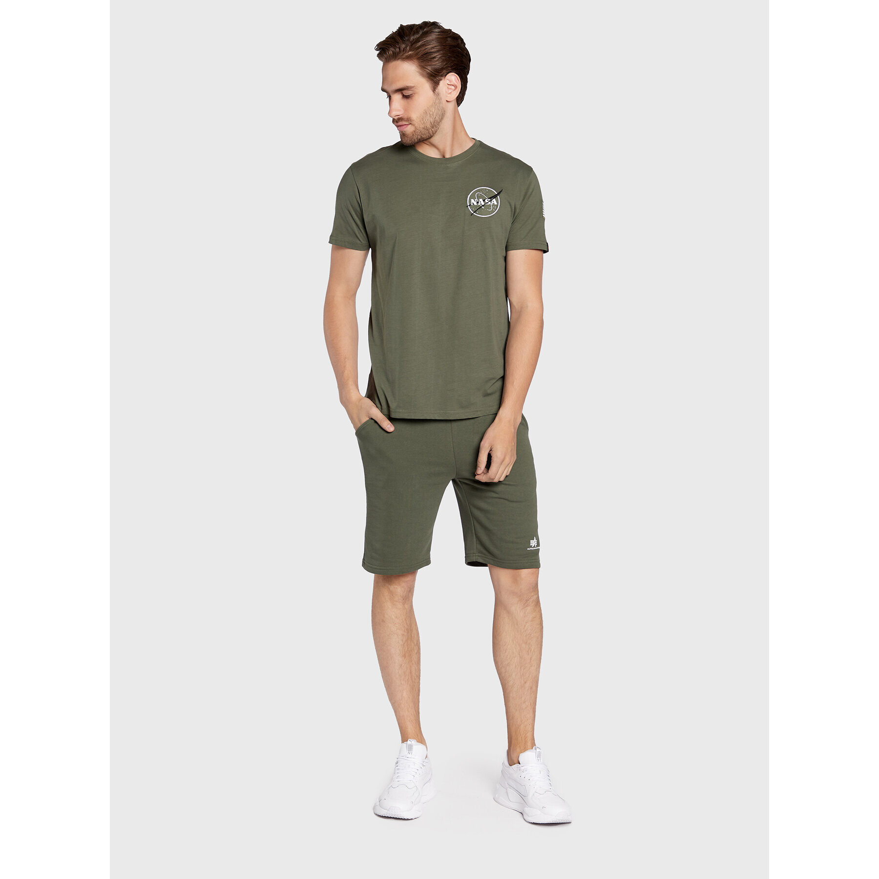 Alpha Industries Sportovní kraťasy Basic 116363 Zelená Regular Fit - Pepit.cz