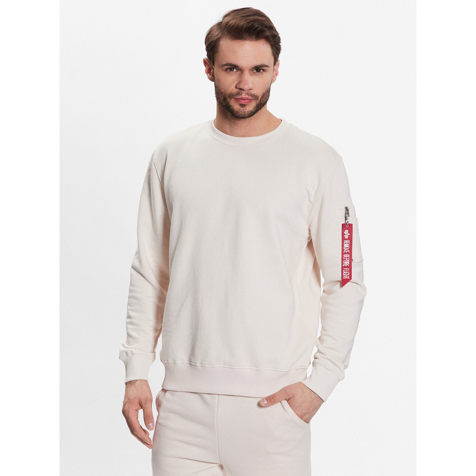 Alpha Industries Mikina USN Blood Chit 136300 Écru Regular Fit - Pepit.cz