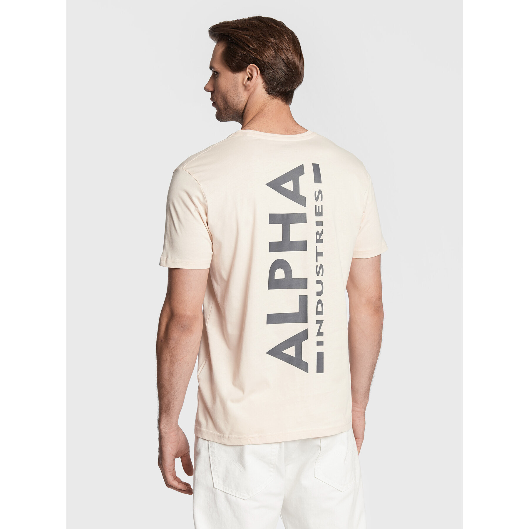 Alpha Industries T-Shirt Backprint 128507 Béžová Regular Fit - Pepit.cz