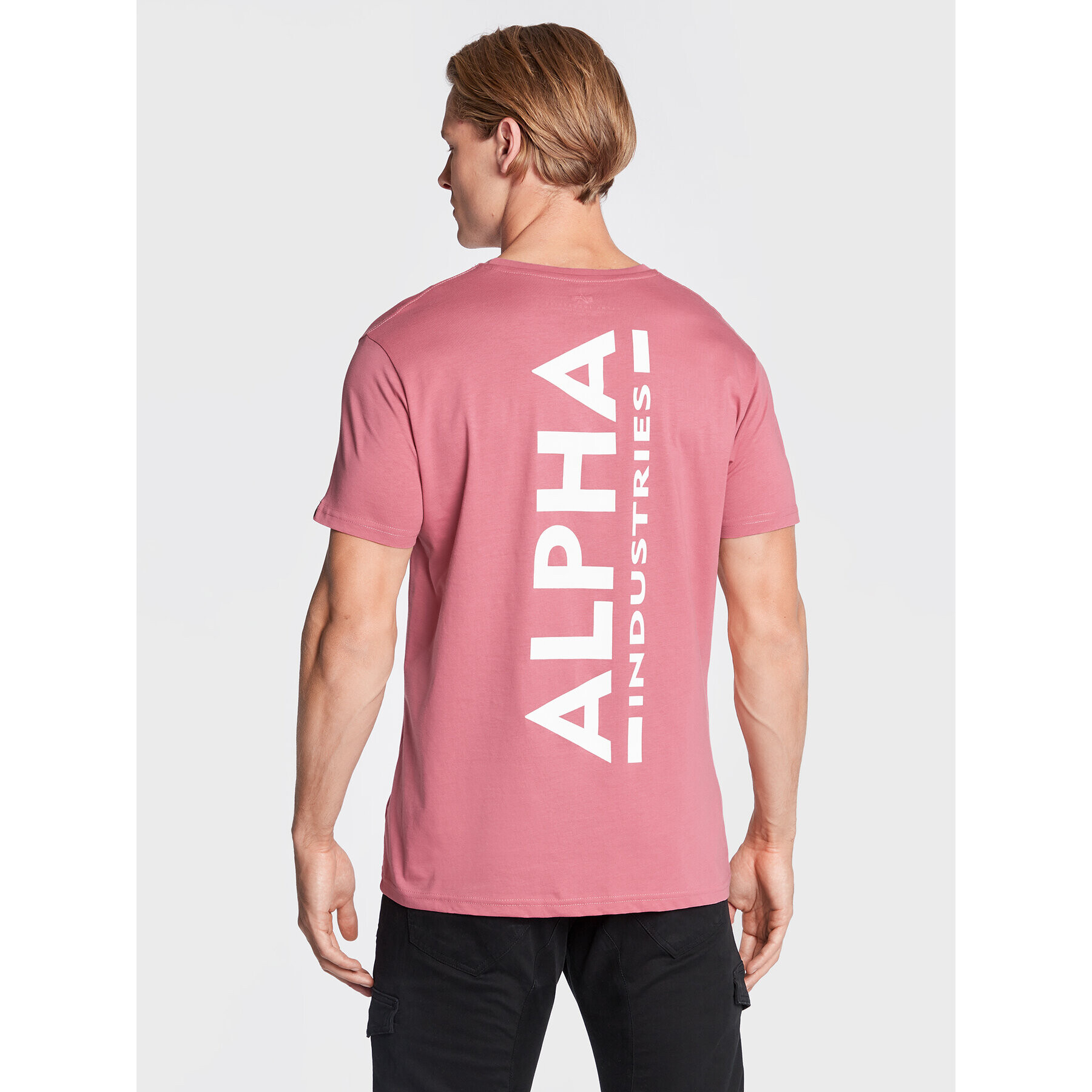 Alpha Industries T-Shirt Backprint 128507 Růžová Regular Fit - Pepit.cz