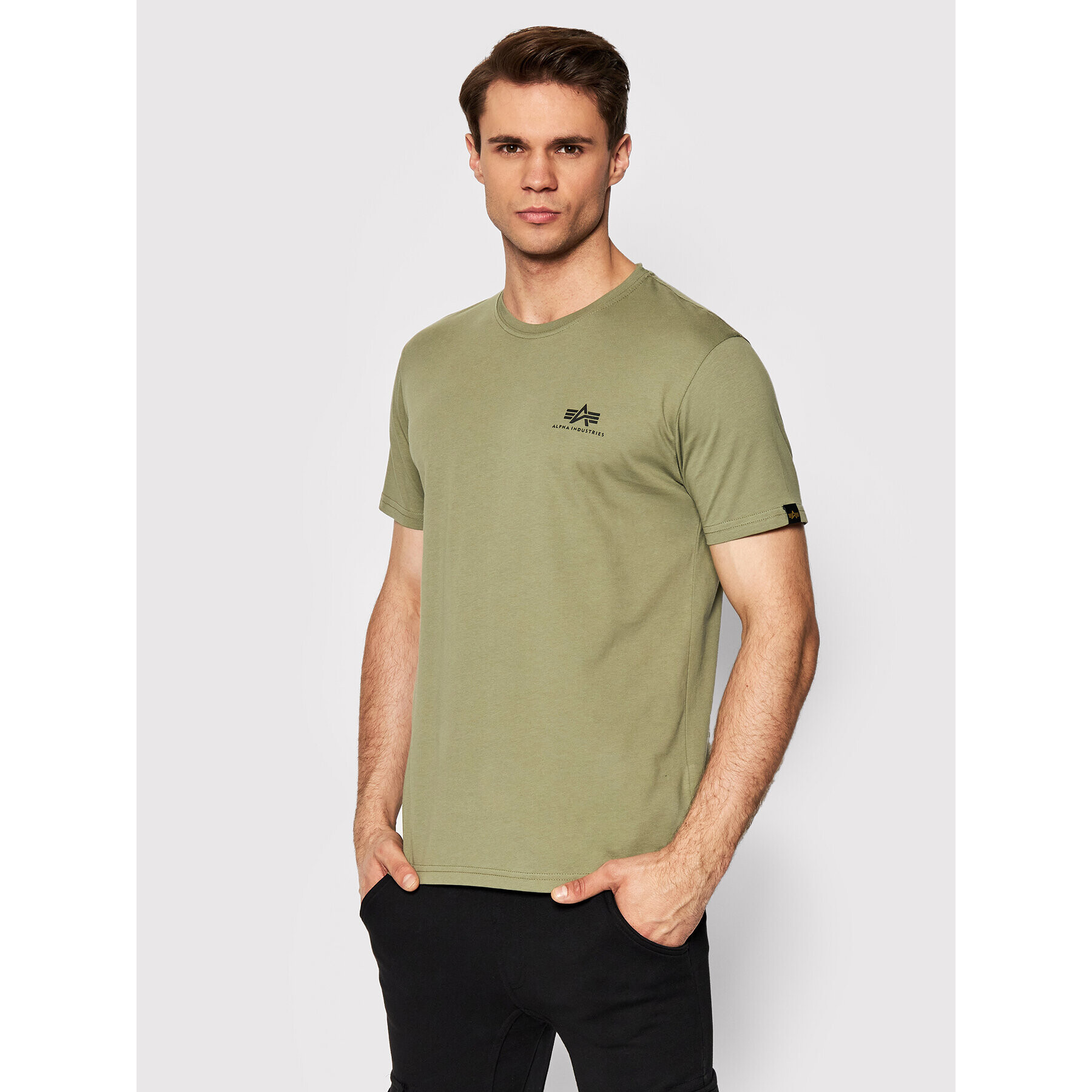 Alpha Industries T-Shirt Backprint 128507 Zelená Regular Fit - Pepit.cz