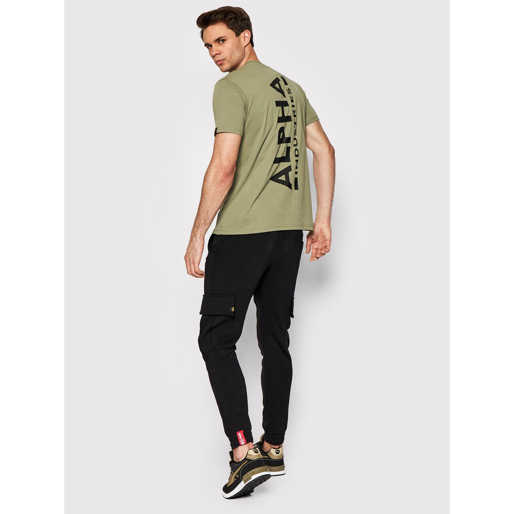 Alpha Industries T-Shirt Backprint 128507 Zelená Regular Fit - Pepit.cz