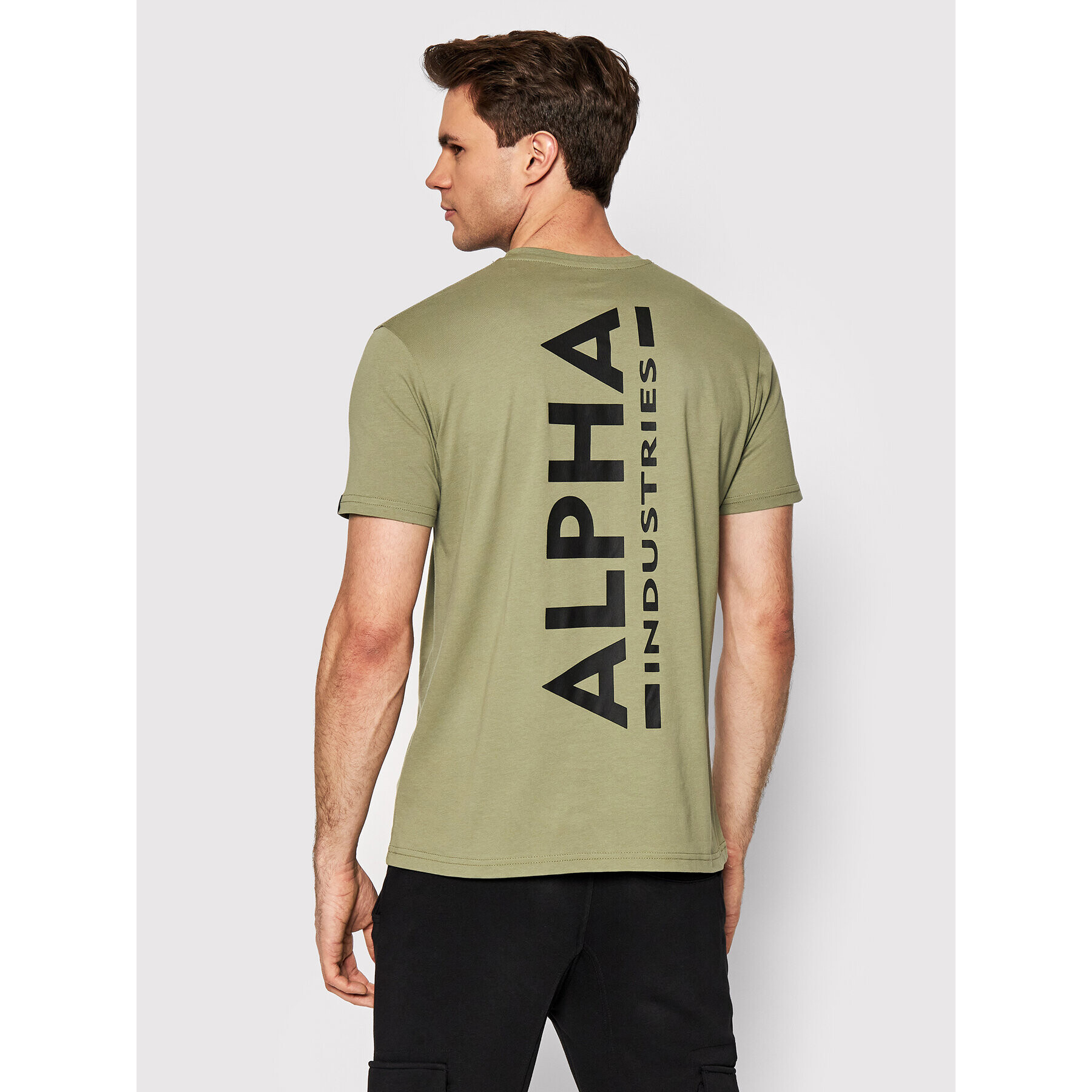 Alpha Industries T-Shirt Backprint 128507 Zelená Regular Fit - Pepit.cz