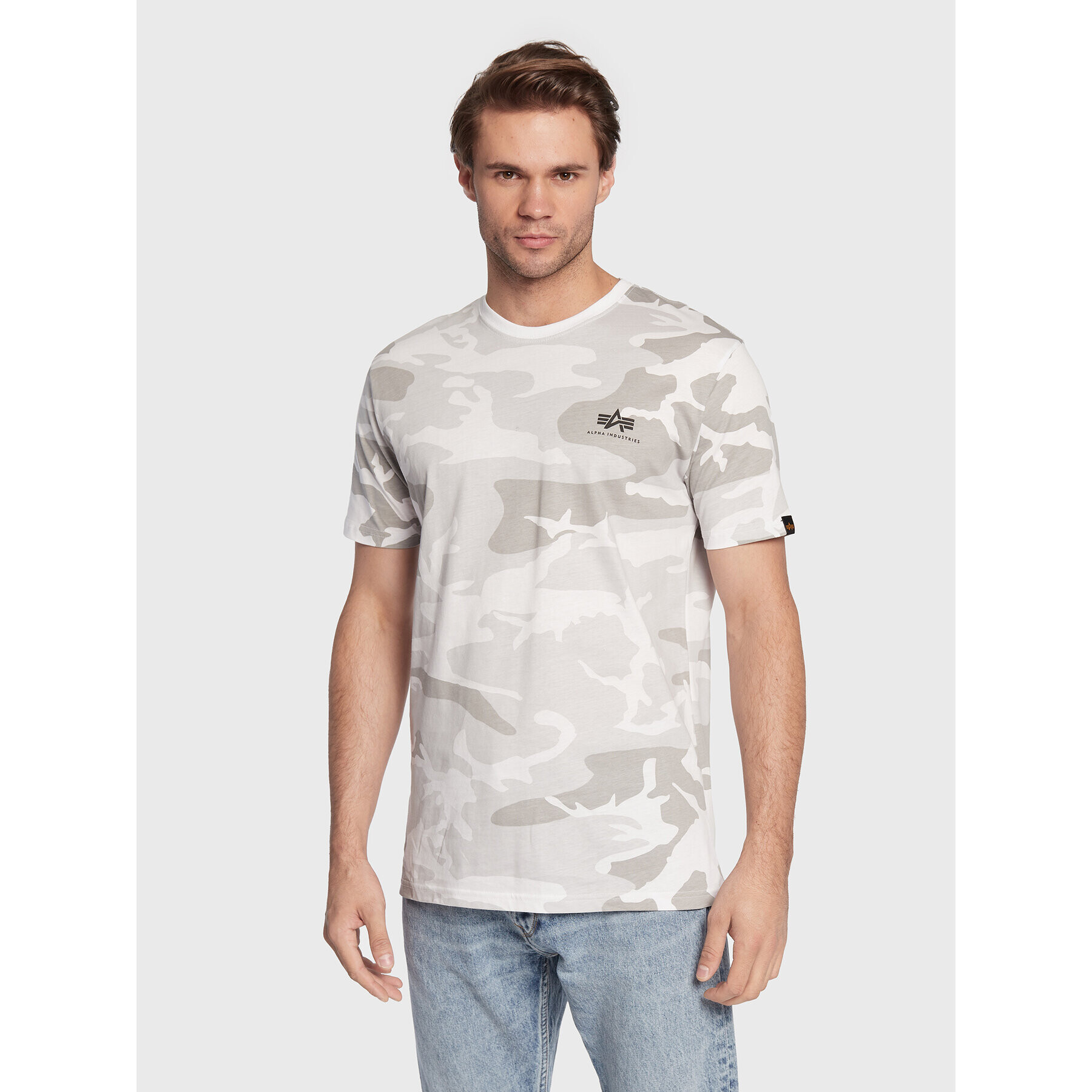 Alpha Industries T-Shirt Backprint T Camo 128507C Bílá Regular Fit - Pepit.cz