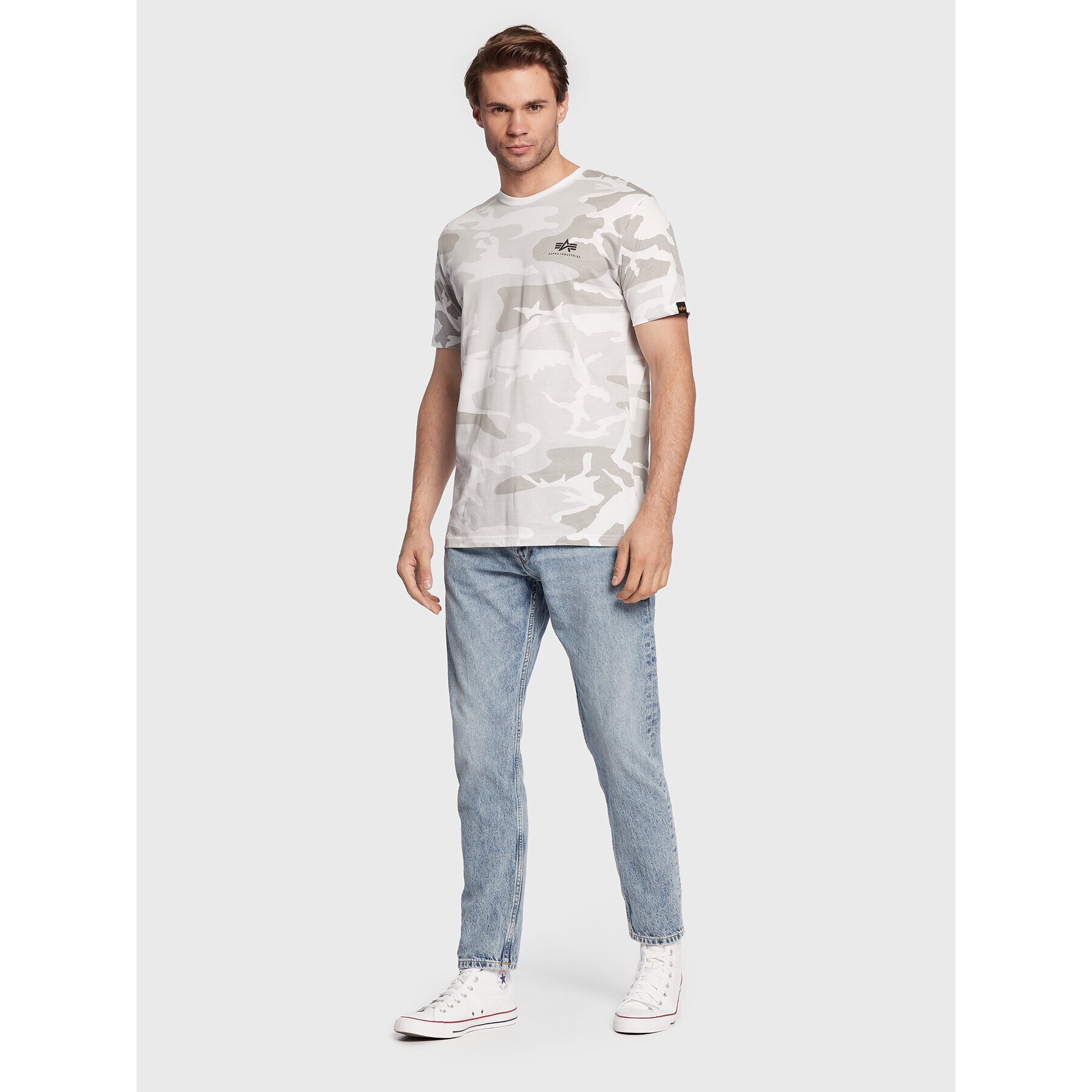 Alpha Industries T-Shirt Backprint T Camo 128507C Bílá Regular Fit - Pepit.cz