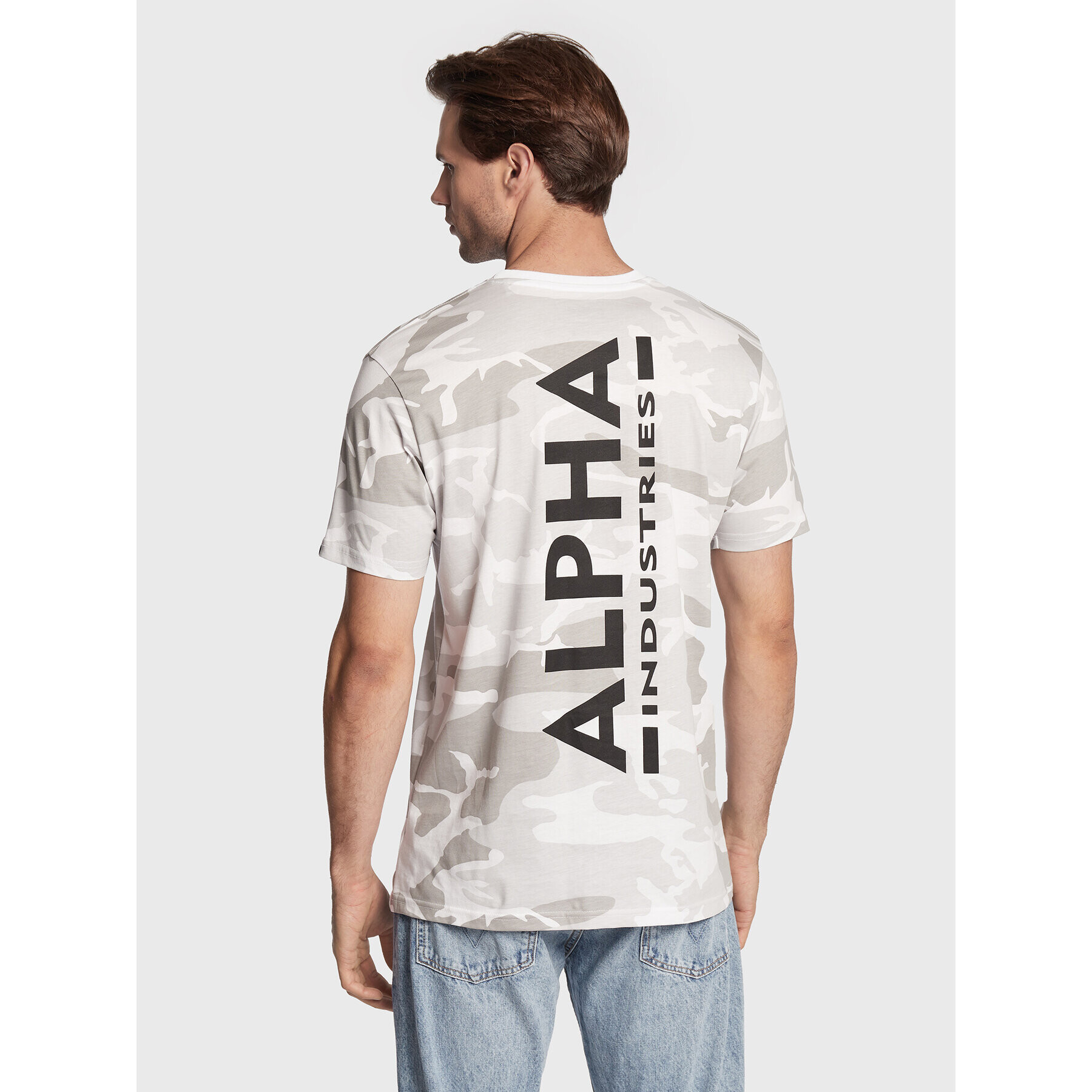 Alpha Industries T-Shirt Backprint T Camo 128507C Bílá Regular Fit - Pepit.cz