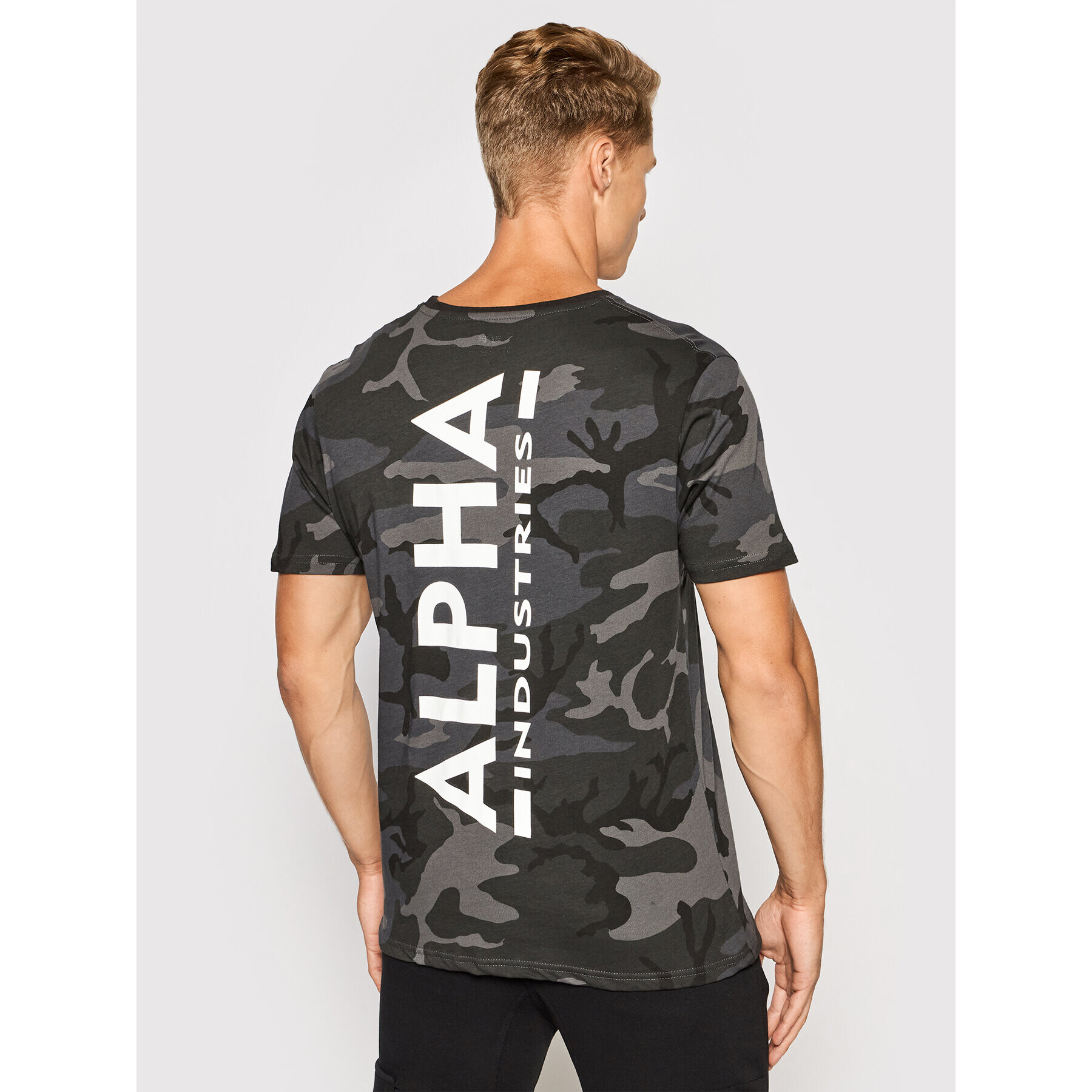 Alpha Industries T-Shirt Backprint T Camo 128507C Černá Regular Fit - Pepit.cz