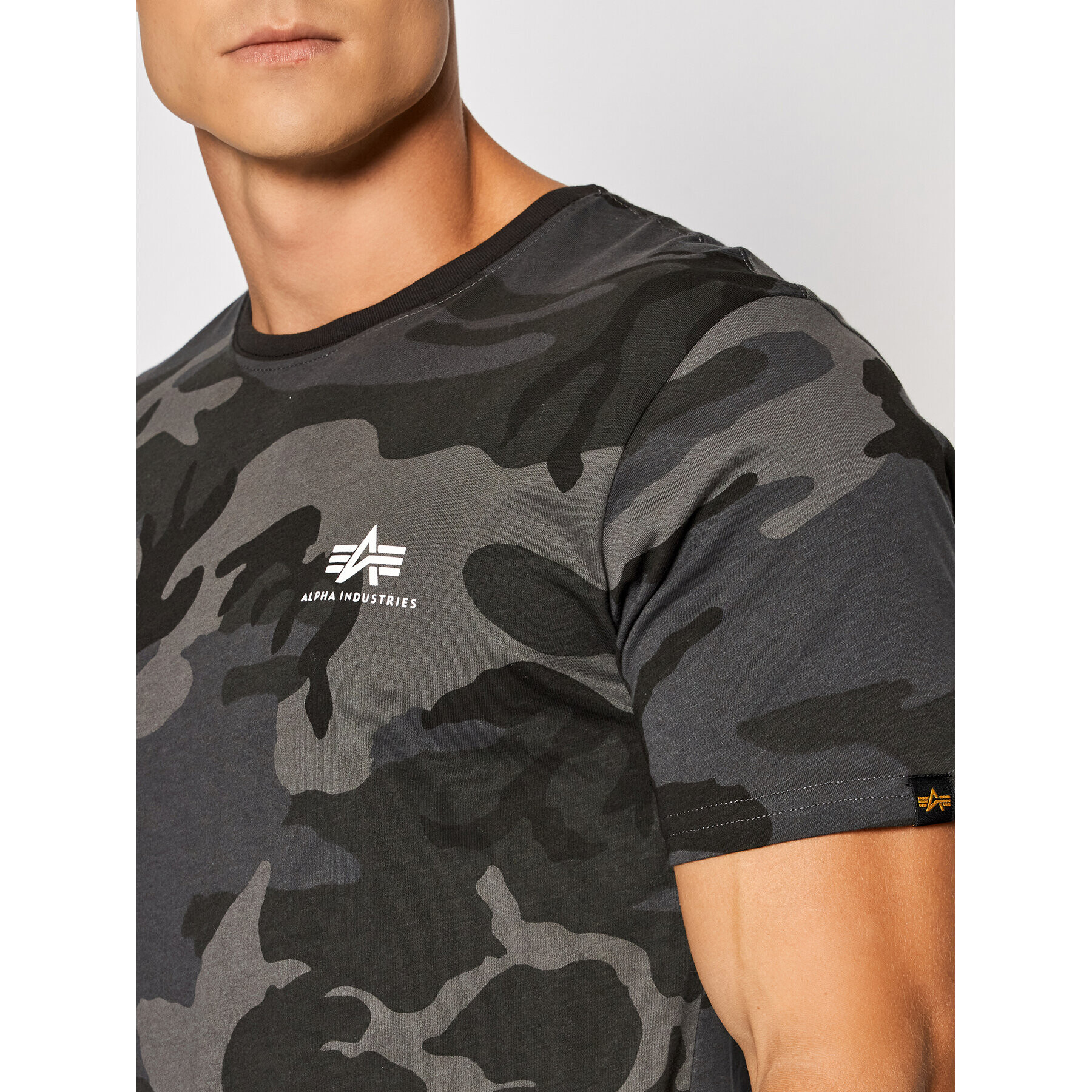 Alpha Industries T-Shirt Backprint T Camo 128507C Černá Regular Fit - Pepit.cz