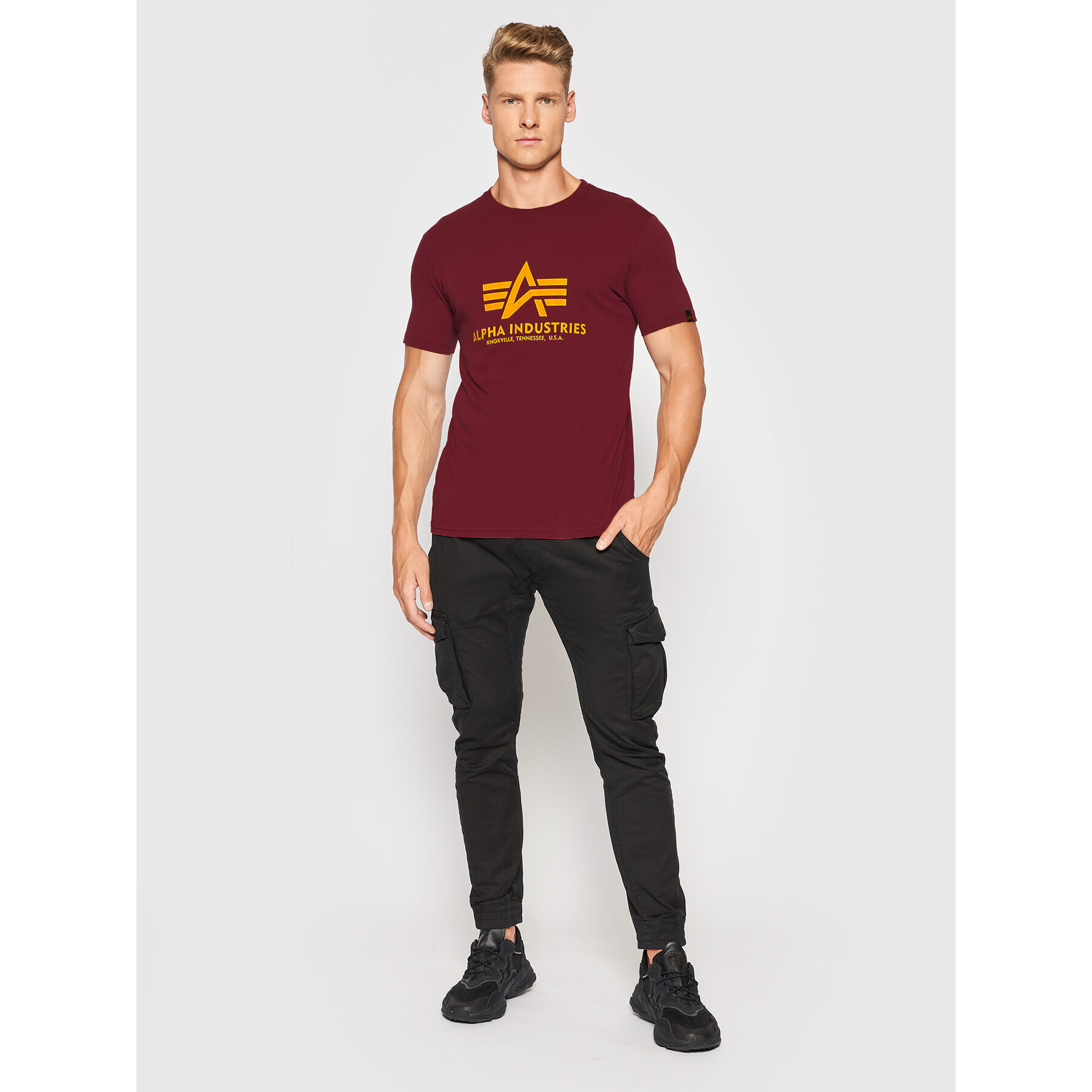 Alpha Industries T-Shirt Basic 100501 Bordó Regular Fit - Pepit.cz