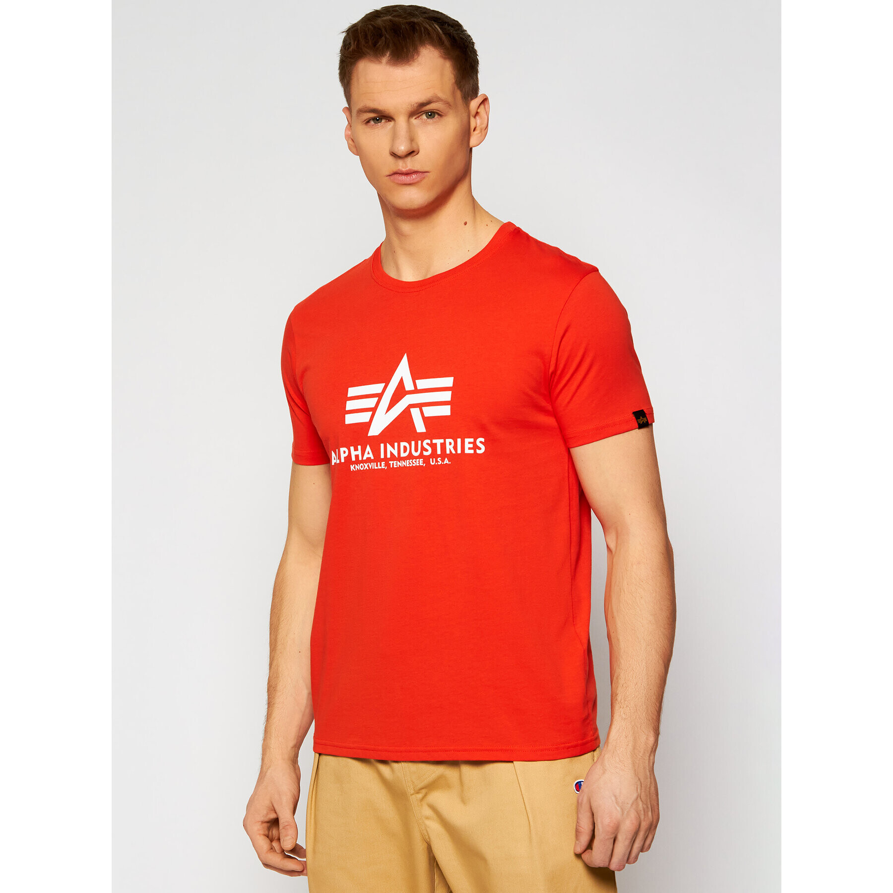 Alpha Industries T-Shirt Basic 100501 Červená Regular Fit - Pepit.cz