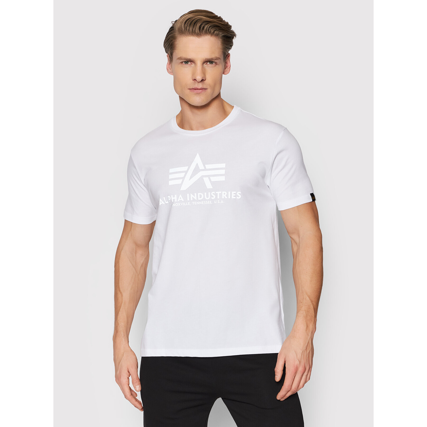 Alpha Industries T-Shirt Basic Reflective Print 100501RP Bílá Regular Fit - Pepit.cz