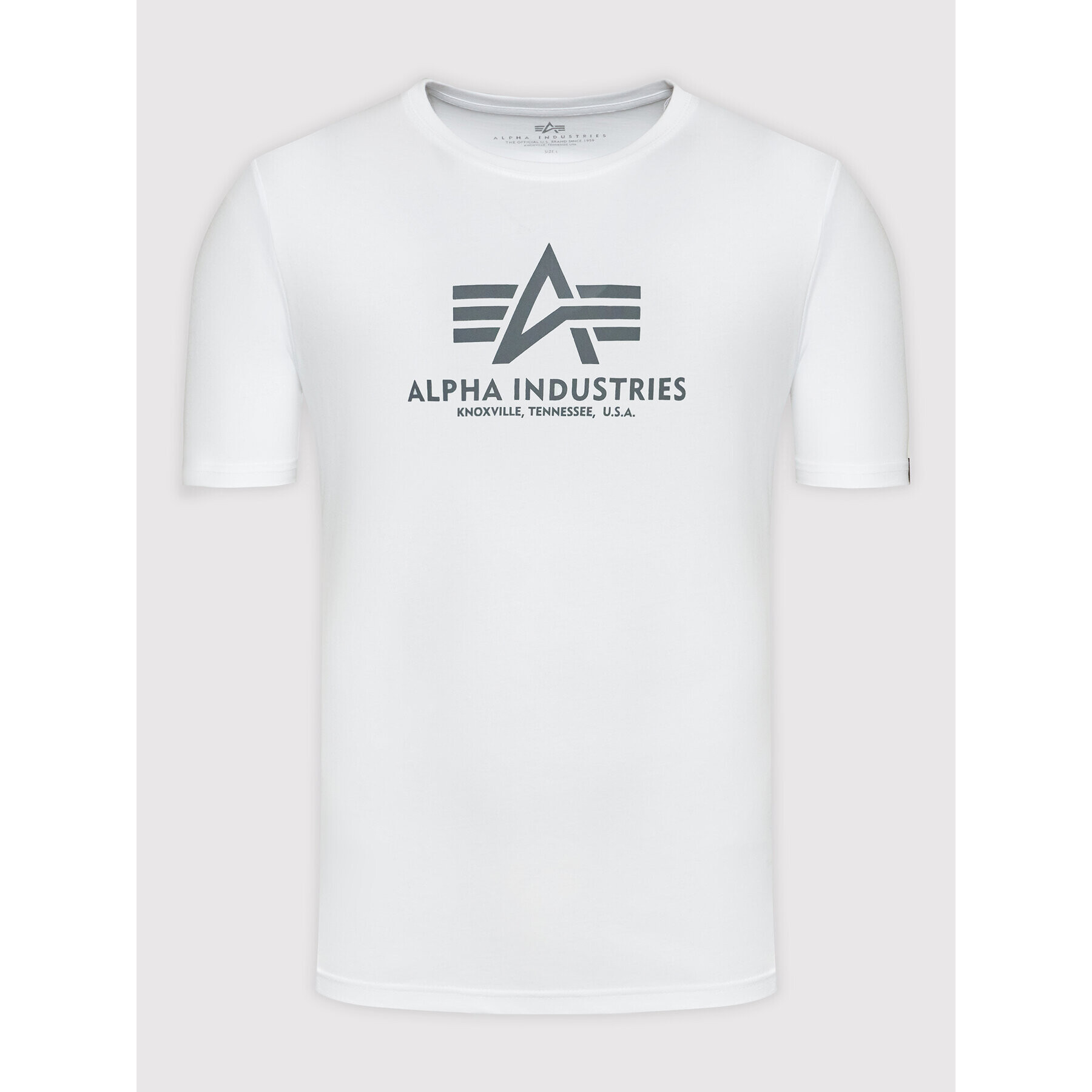 Alpha Industries T-Shirt Basic Reflective Print 100501RP Bílá Regular Fit - Pepit.cz