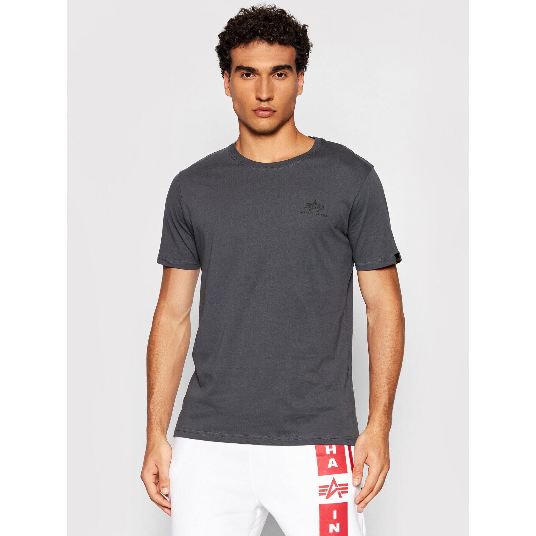 Alpha Industries T-Shirt Basic Small Logo 188505 Šedá Regular Fit - Pepit.cz