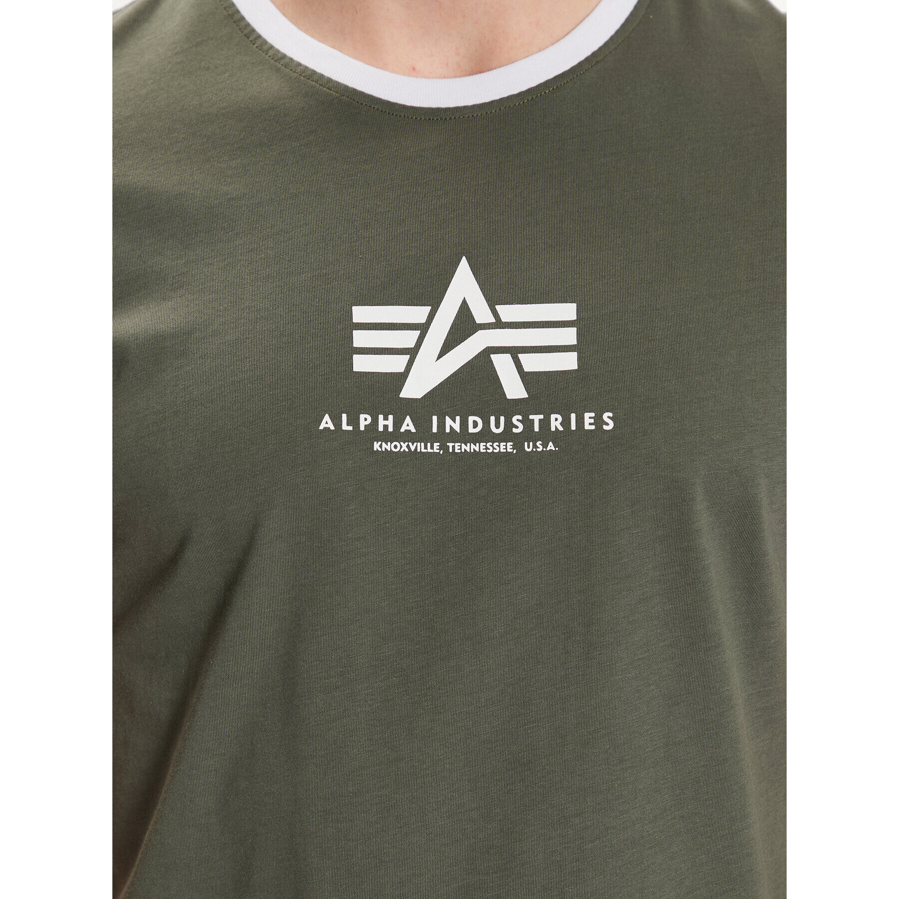 Alpha Industries T-Shirt Basic T Contrast 106501 Zelená Regular Fit - Pepit.cz