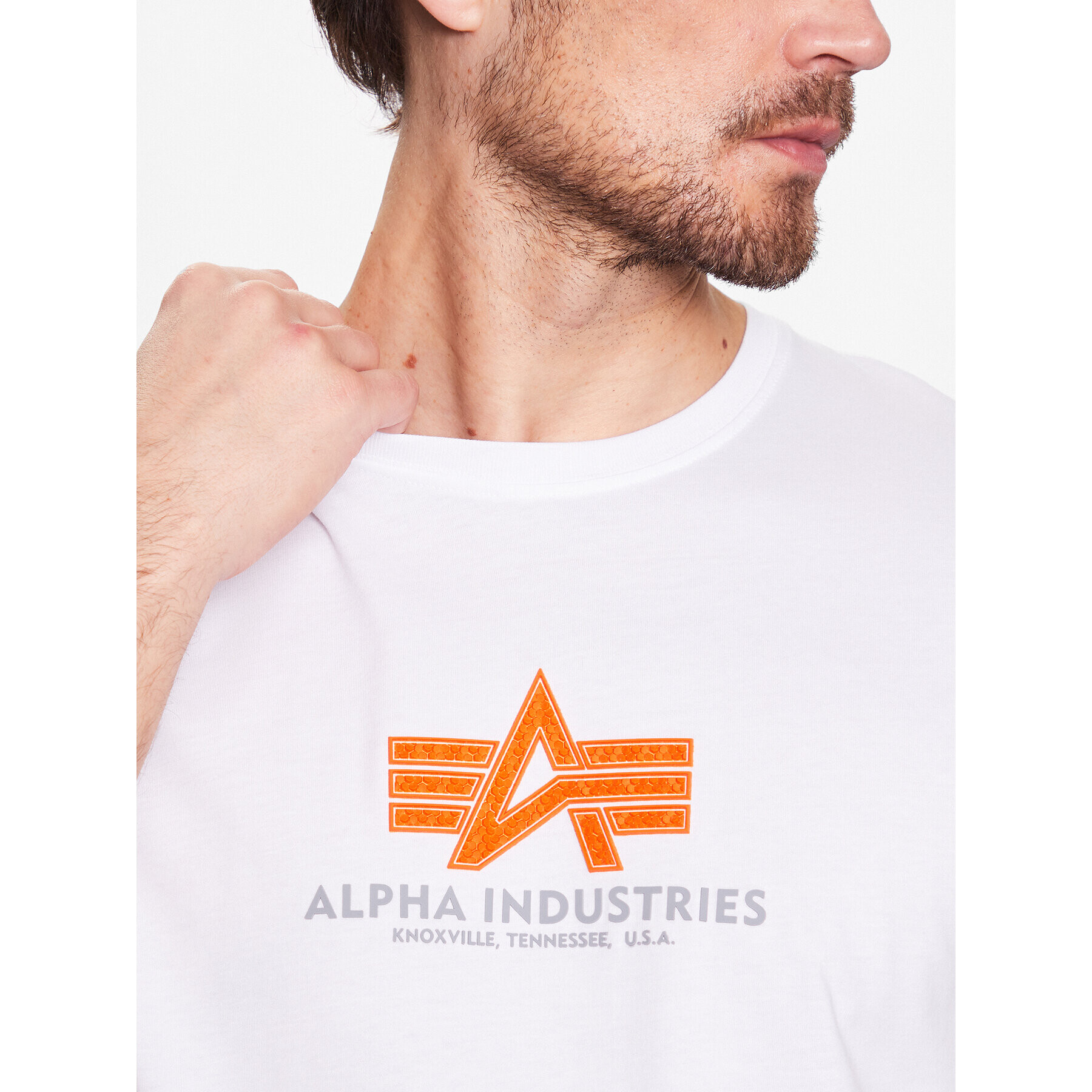 Alpha Industries T-Shirt Basic T Rubber 100501RB Bílá Regular Fit - Pepit.cz