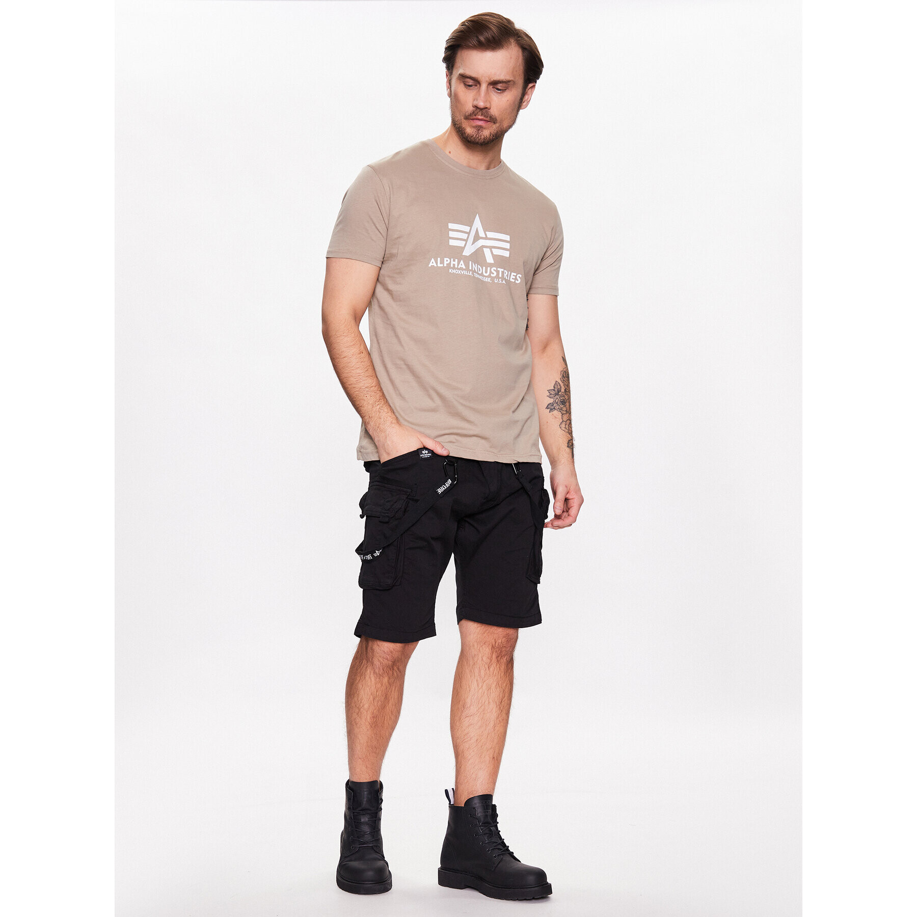 Alpha Industries T-Shirt Basic T-Shirt Béžová Regular Fit - Pepit.cz