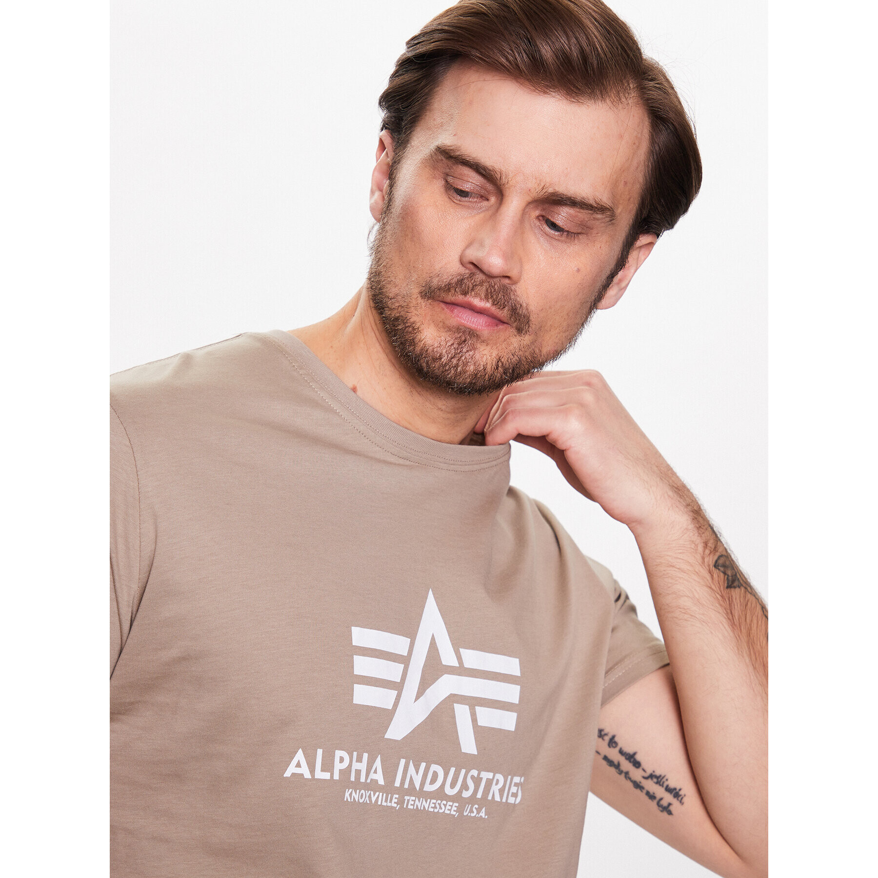 Alpha Industries T-Shirt Basic T-Shirt Béžová Regular Fit - Pepit.cz