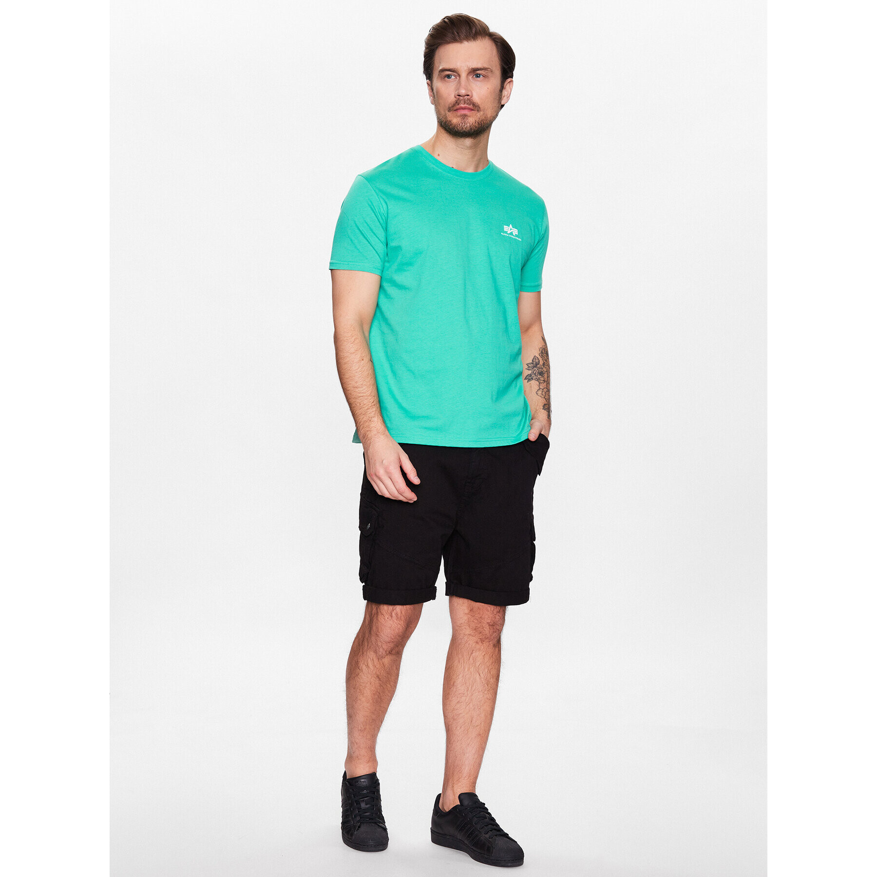 Alpha Industries T-Shirt Basic T Small Logo 188505 Zelená Regular Fit - Pepit.cz