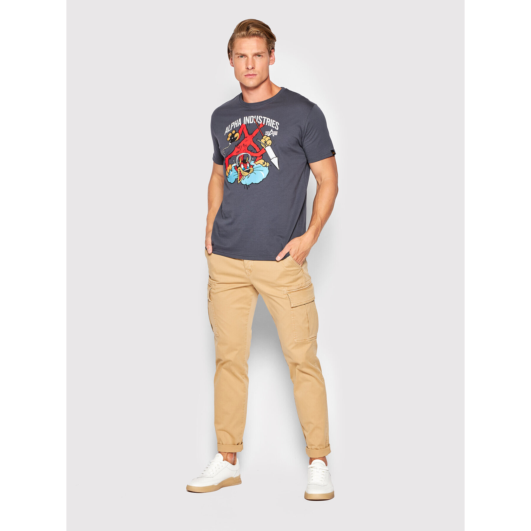 Alpha Industries T-Shirt Fighter Squadron 108502 Šedá Regular Fit - Pepit.cz