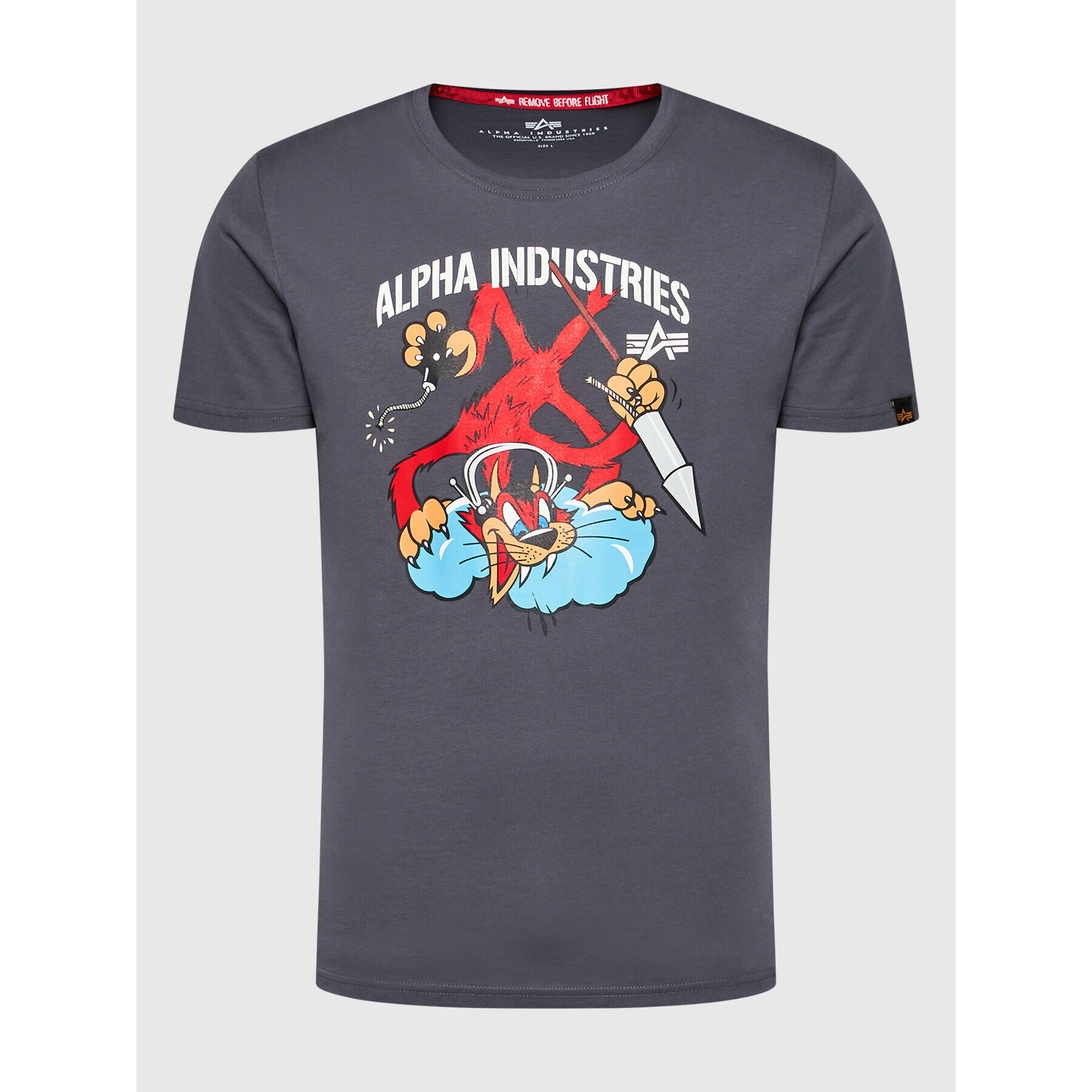 Alpha Industries T-Shirt Fighter Squadron 108502 Šedá Regular Fit - Pepit.cz