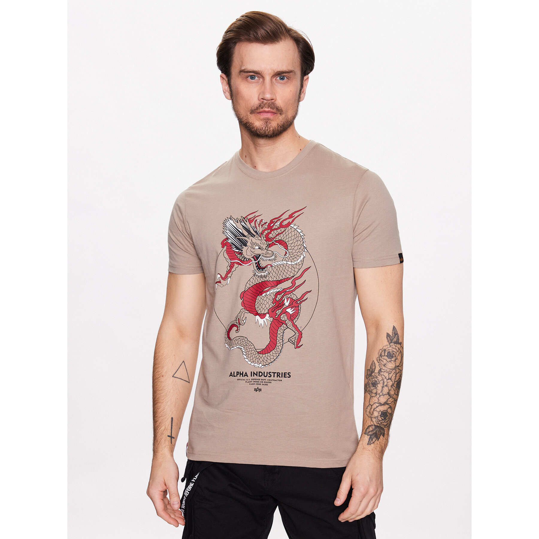 Alpha Industries T-Shirt Hartage Dragon T 106506 Béžová Regular Fit - Pepit.cz