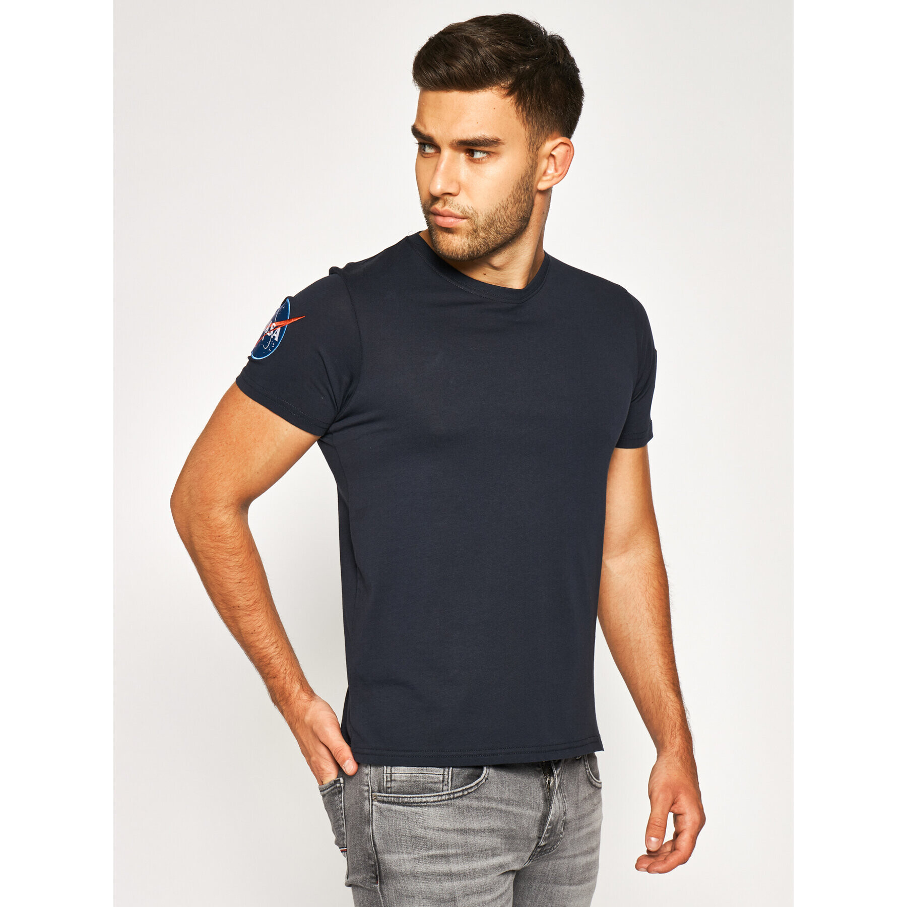 Alpha Industries T-Shirt NASA 176506 Tmavomodrá Regular Fit - Pepit.cz